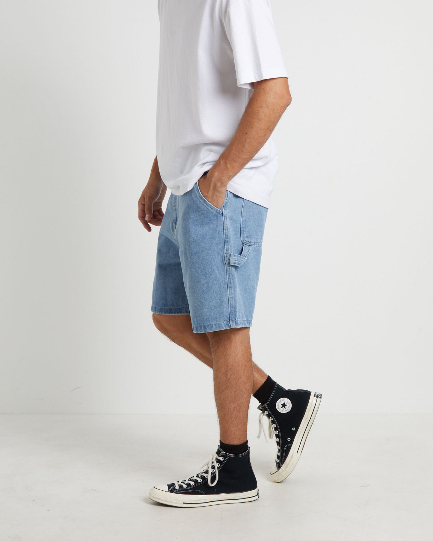 Big Ol Carpenter Denim Shorts in Mid Blue