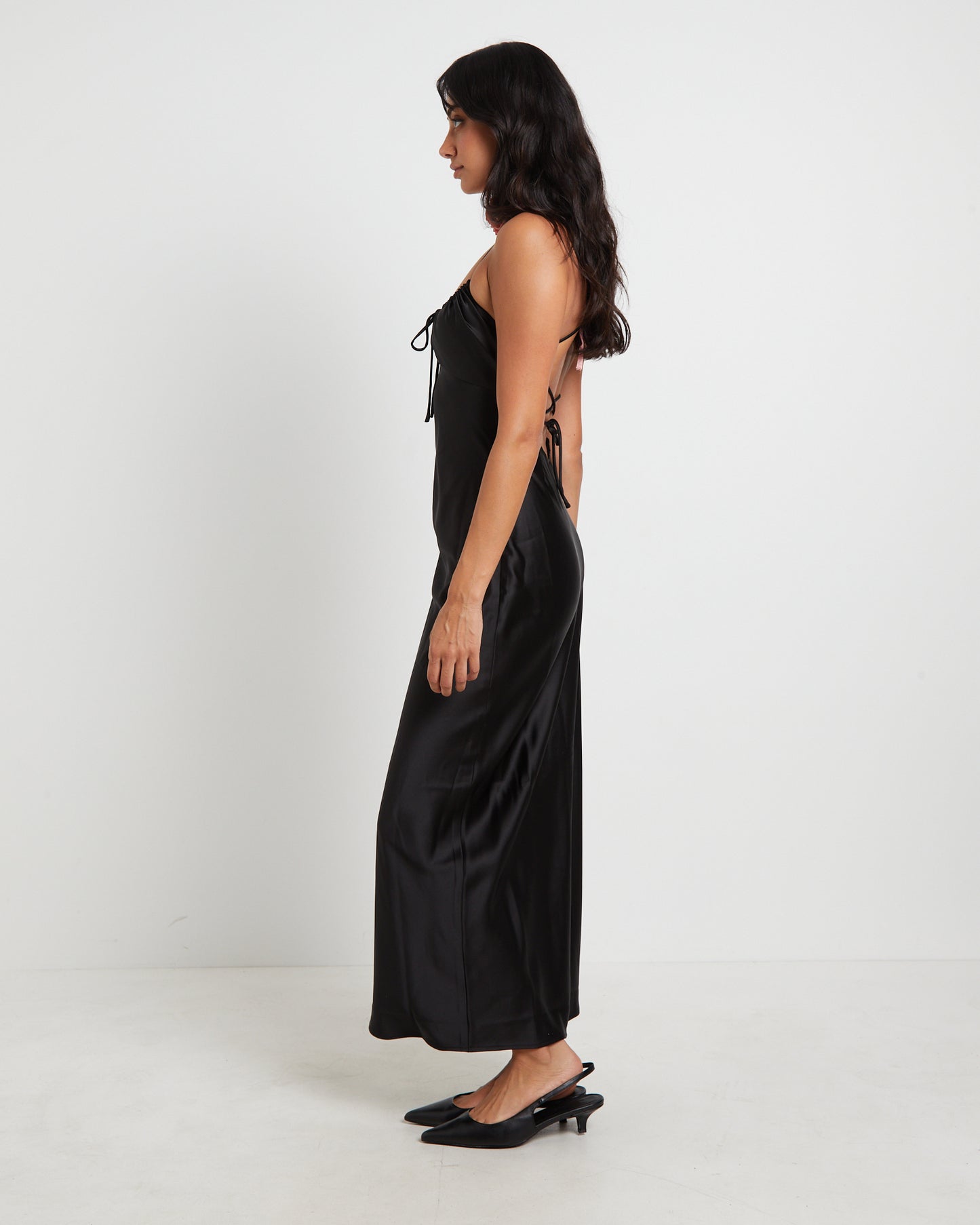 Ruby Romantic Maxi Slip Dress in Black