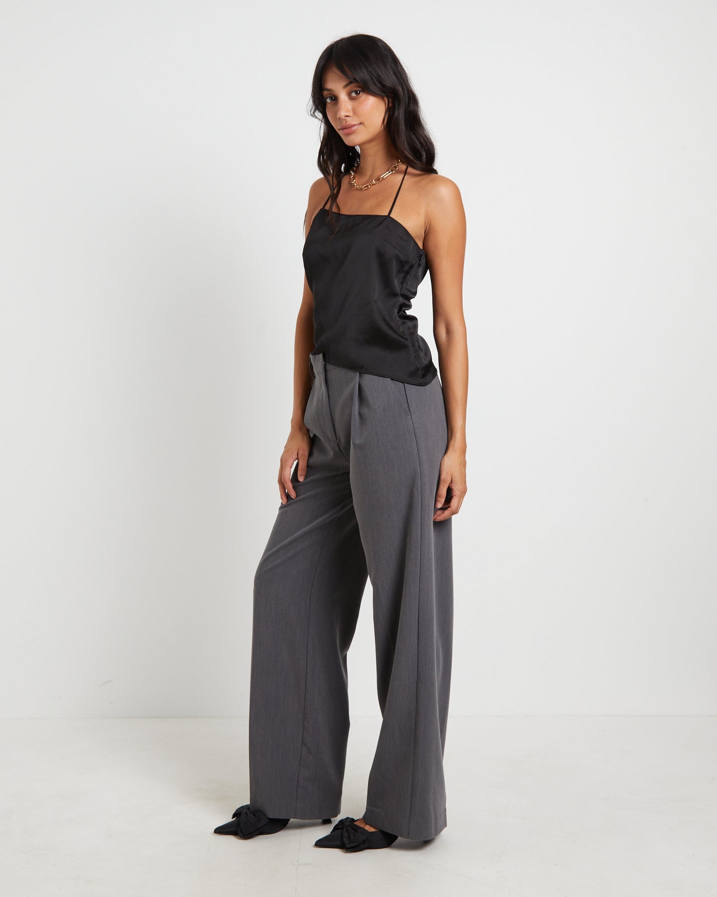 Suki Silky Asymmetric Top in Black