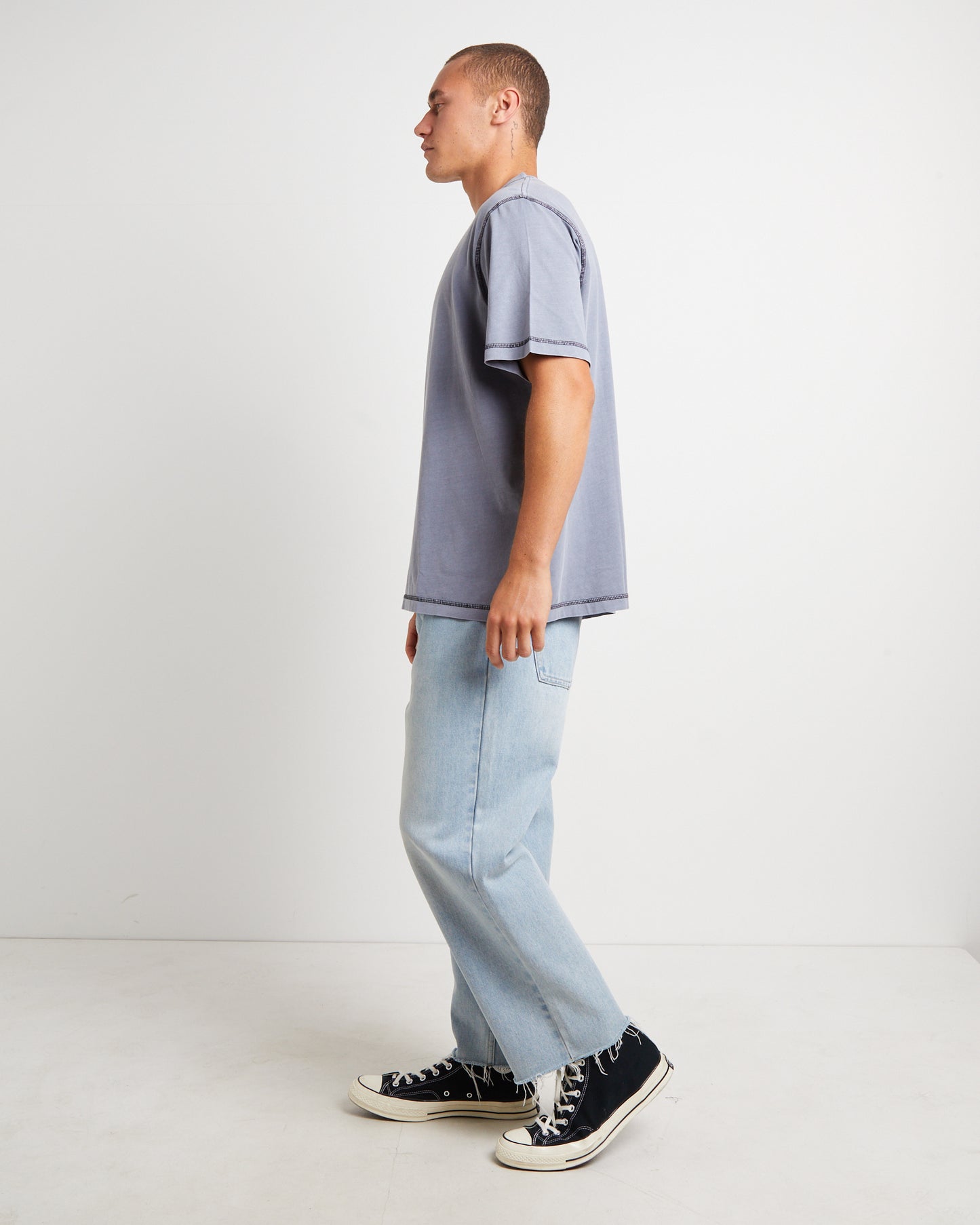 Samo Neuw Short Sleeve T-Shirt in Steel Blue