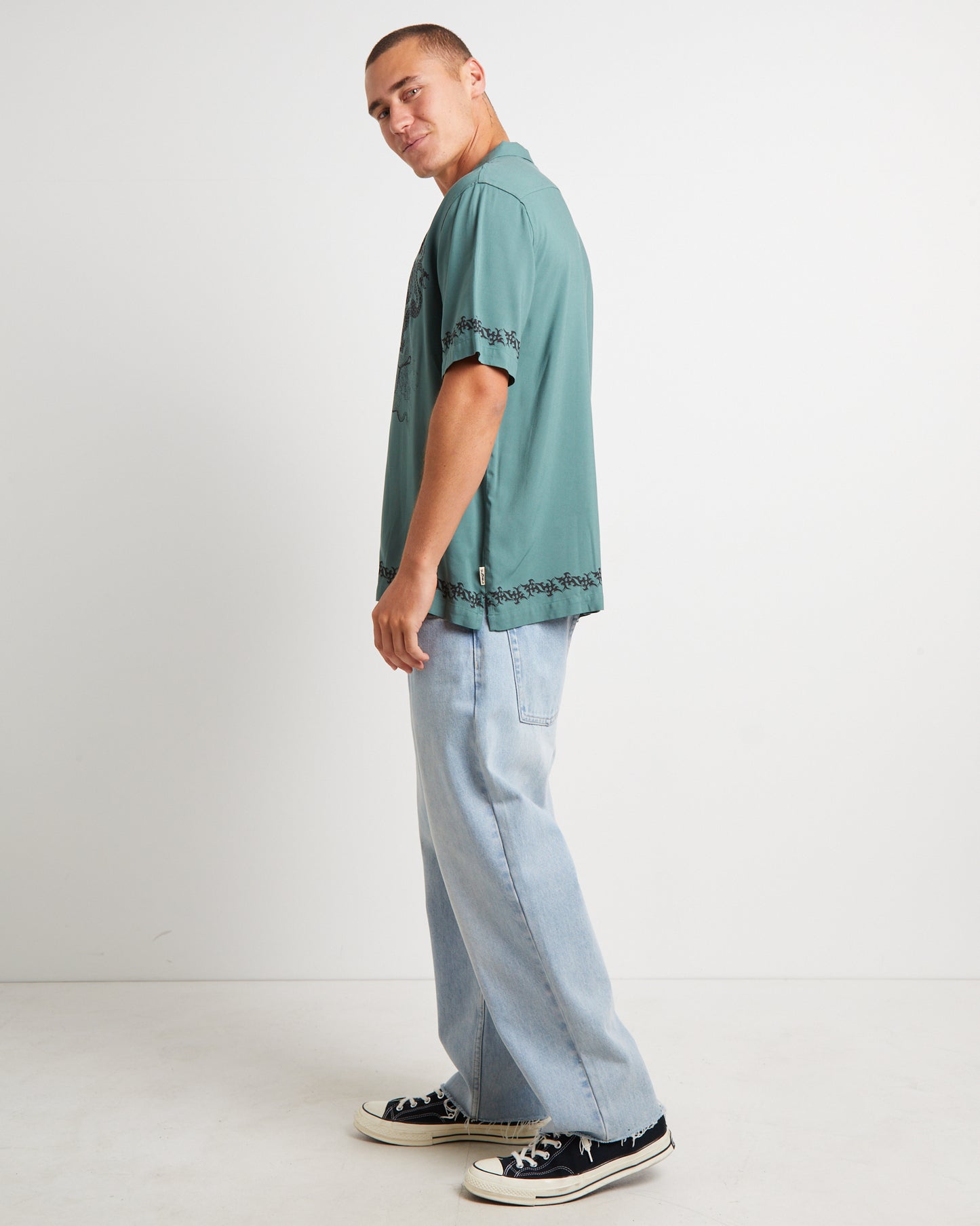 Draco Short Sleeve Resort Shirt in Teal