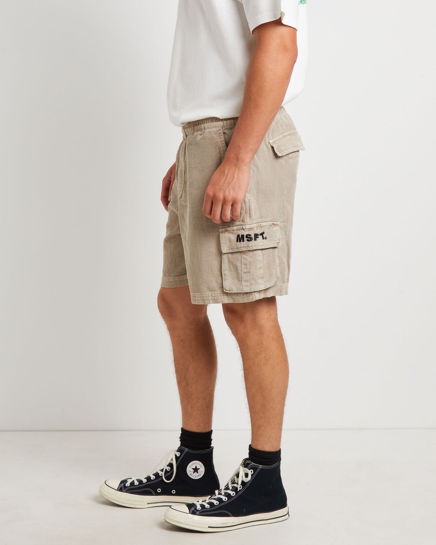 Devod Cord Cargo Shorts in Mushroom Beige
