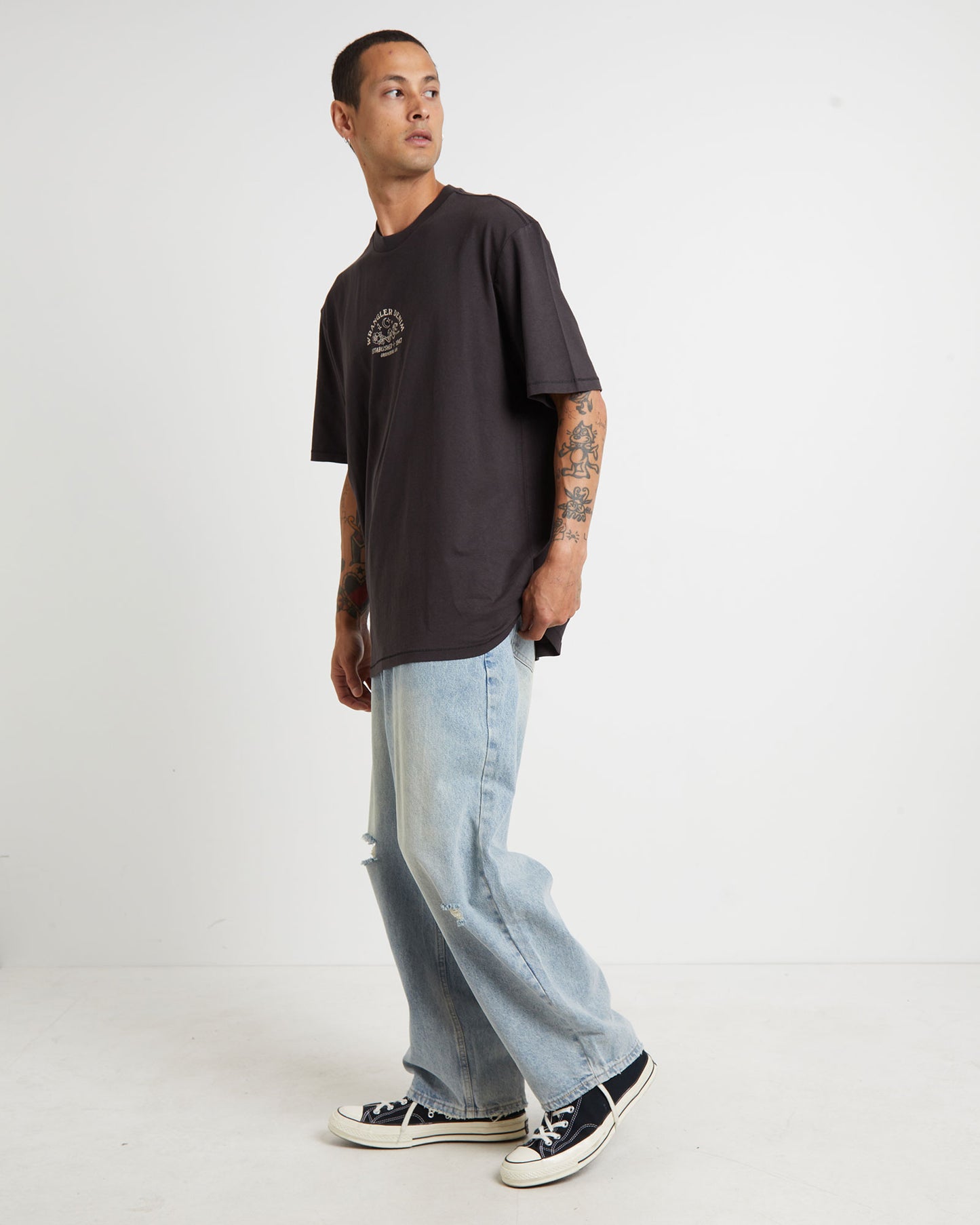 Serpent Stampslacker Short Sleeve T-Shirt in Worn Black