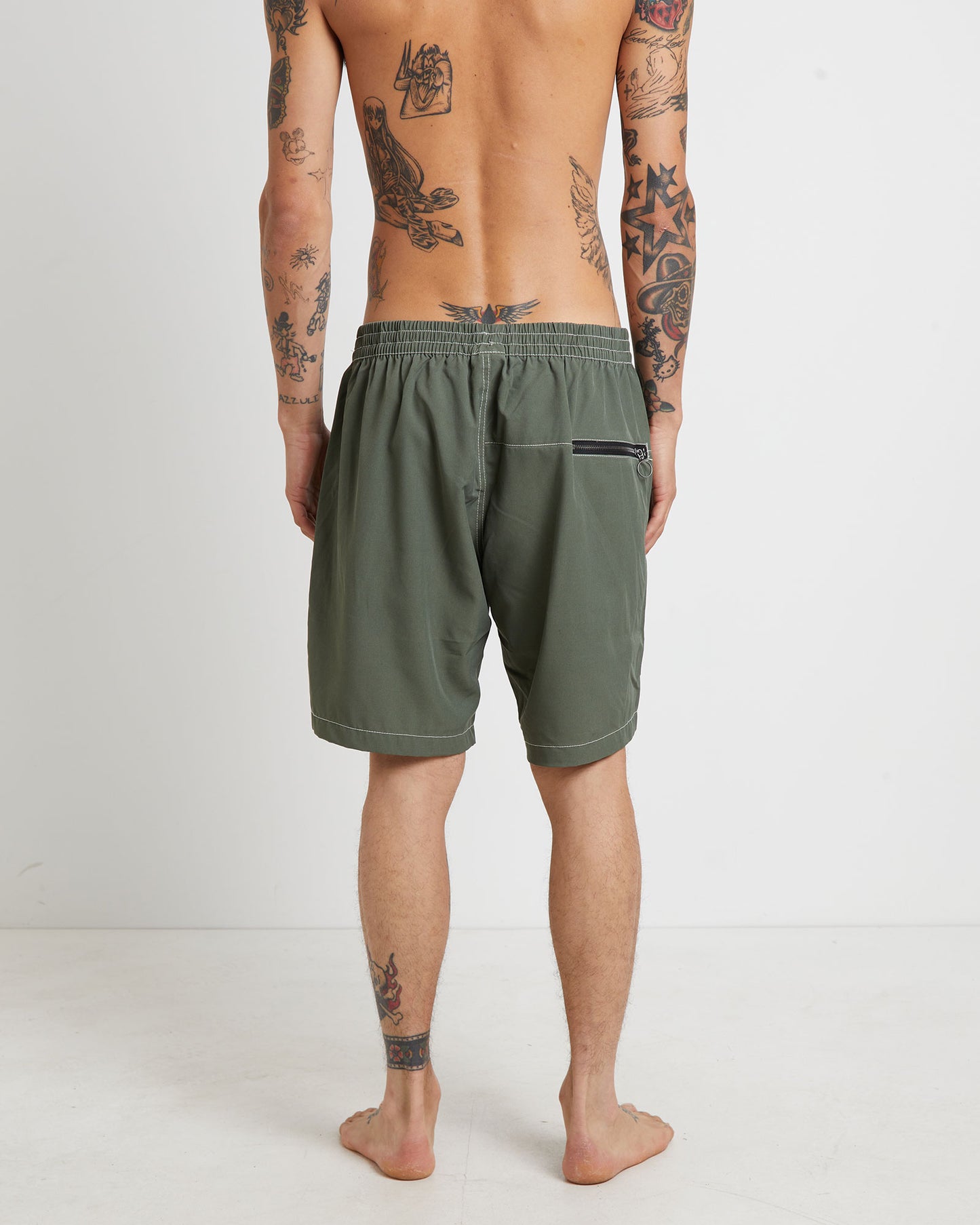 Swans Baggy Trunk Boardshorts in Army Green