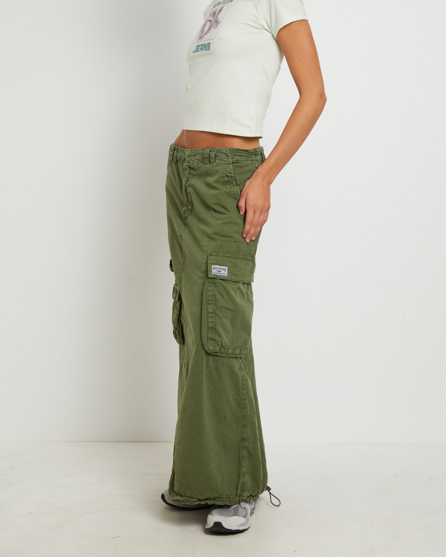 BDG Marta Multi Pocket Maxi Skirt in Khaki