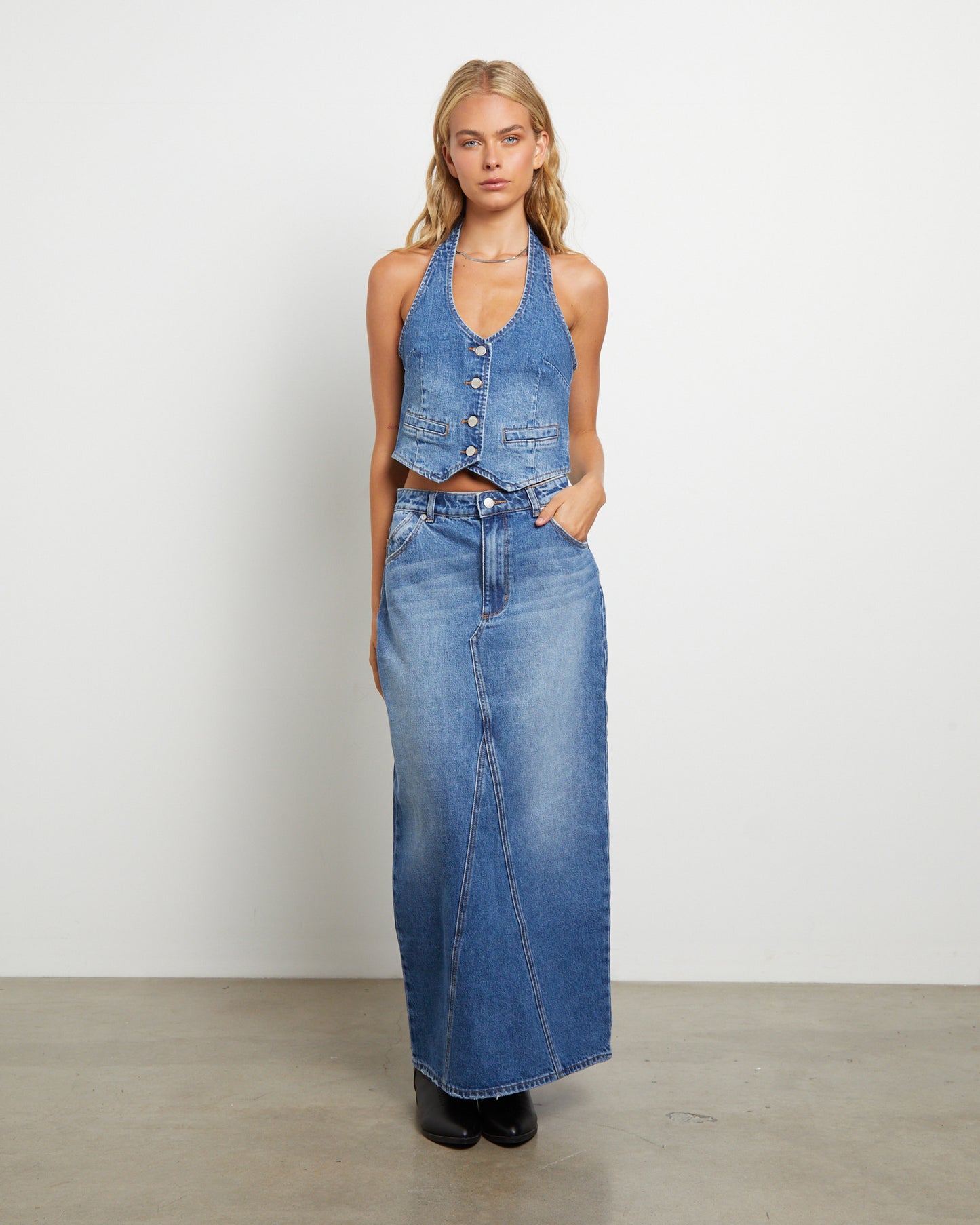 Boston Denim Maxi Skirt in Newtown