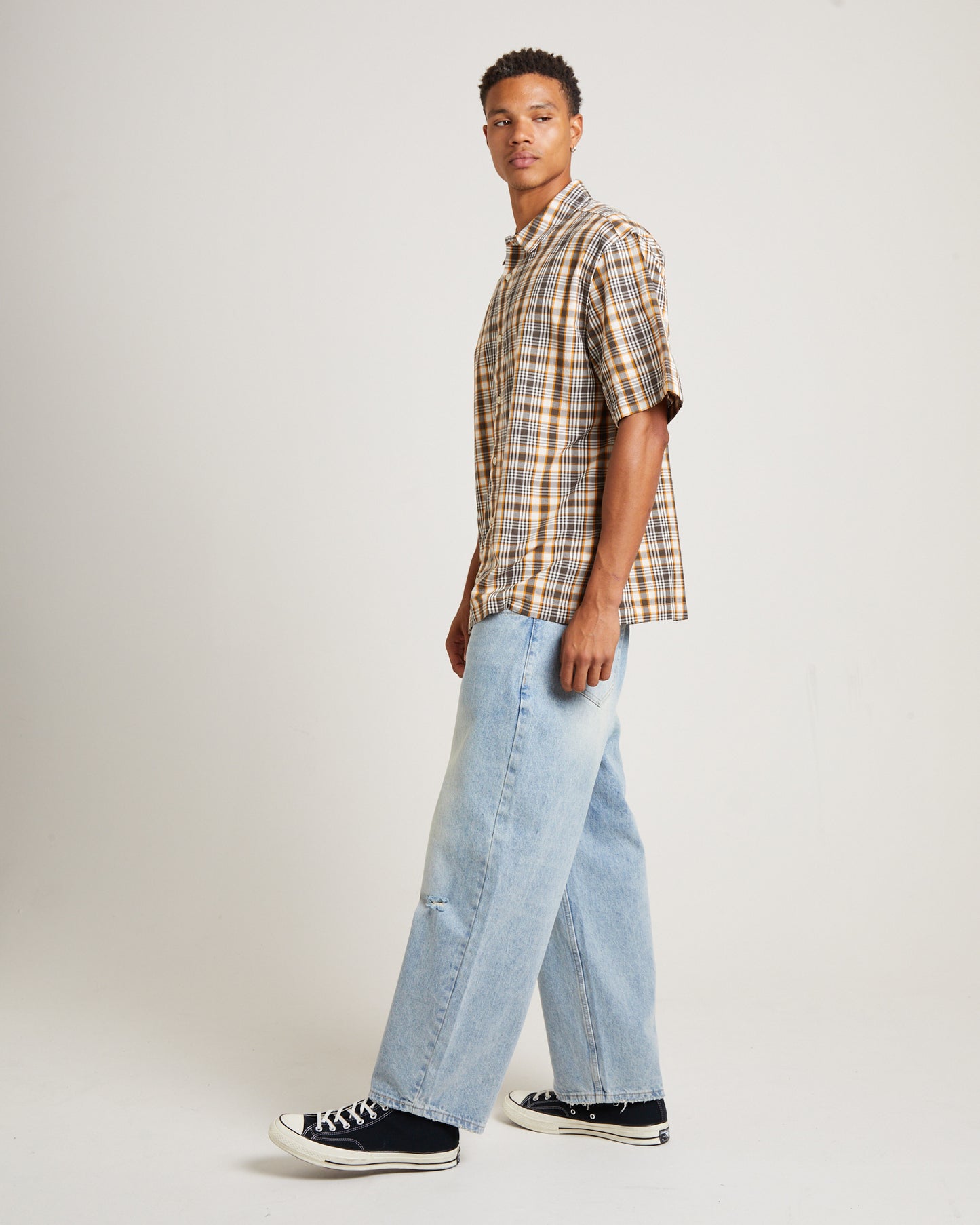 Check Out Recycled Short Sleeve Shirt in Moonbeam Check
