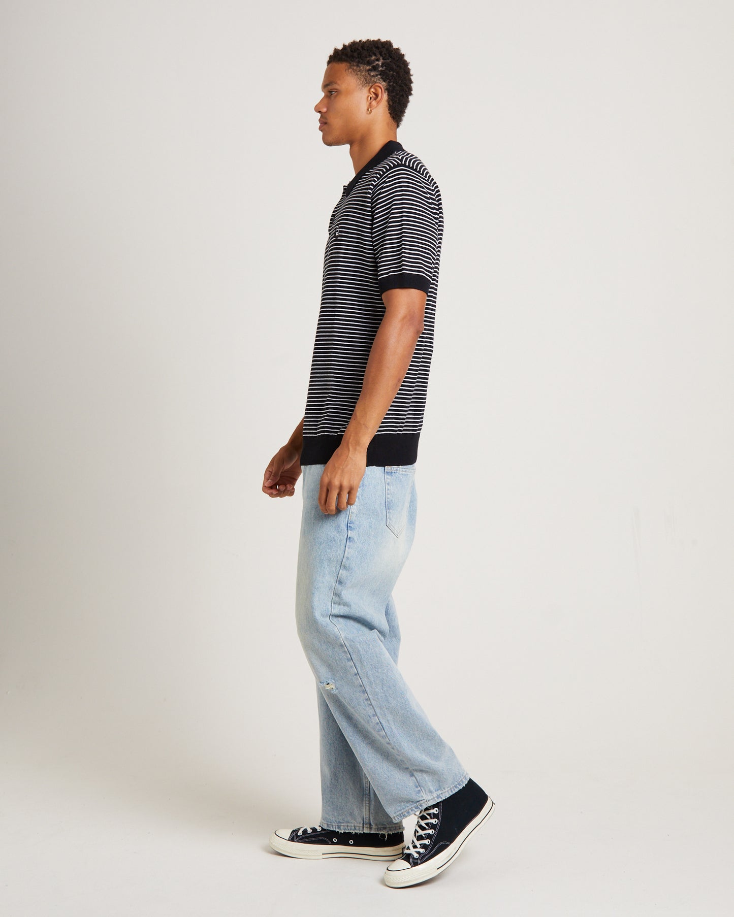 Rail Knit Short Sleeve Shirt in Black