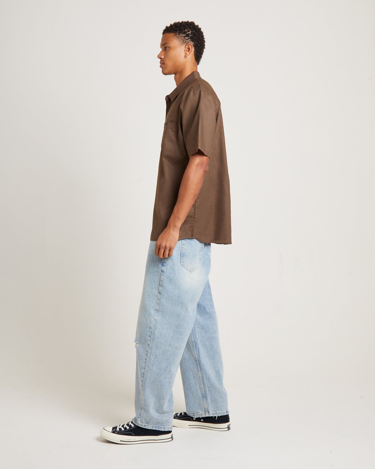 Lee Worker Short Sleeve Shirt in Linen Bark