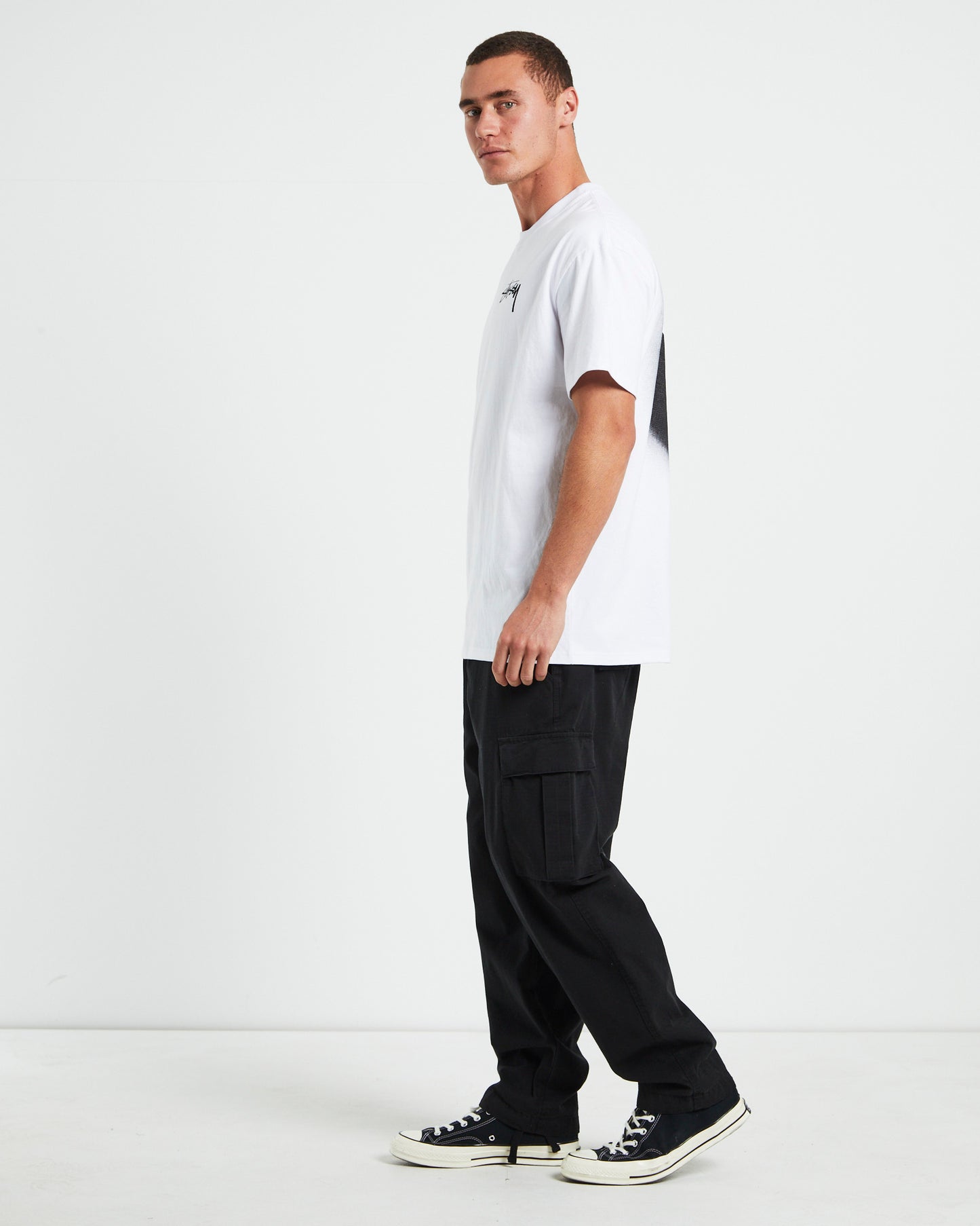 8 Ball Faded Heavyweight Short Sleeve T-Shirt in White