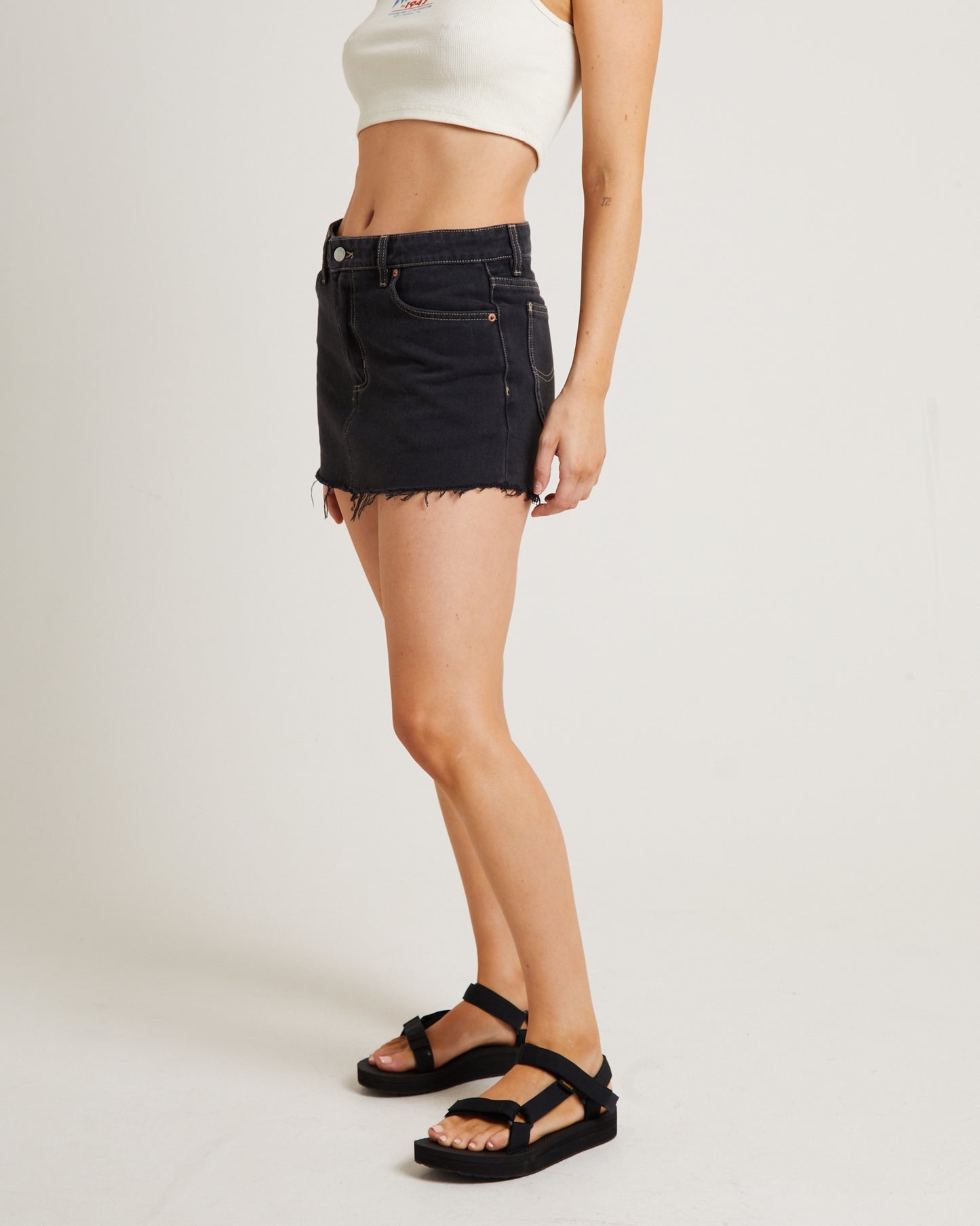 Y2K Low Mini Hollaback Denim Skirt in Black
