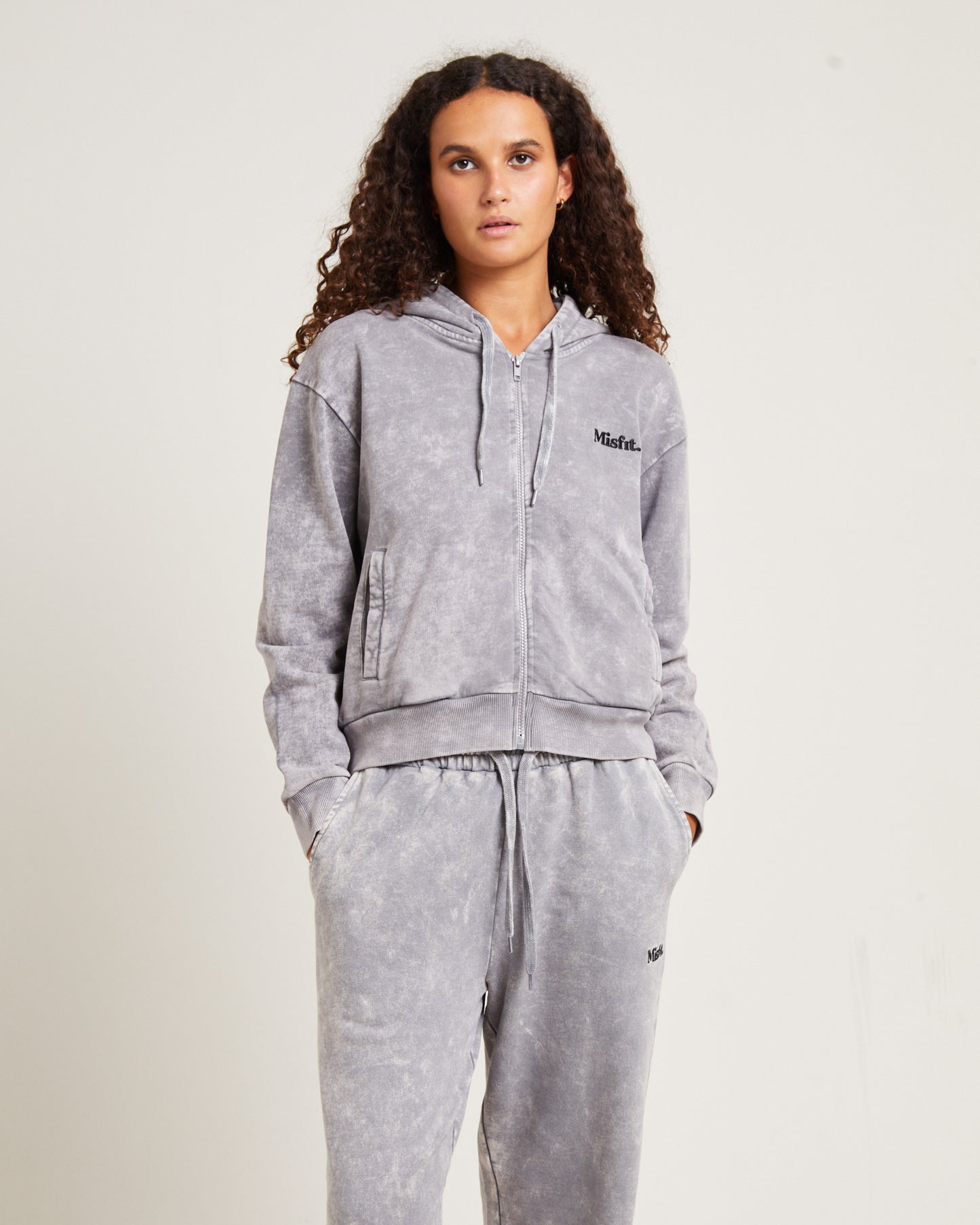 Australian Bones Zip Thru Hoodie Acid Grey
