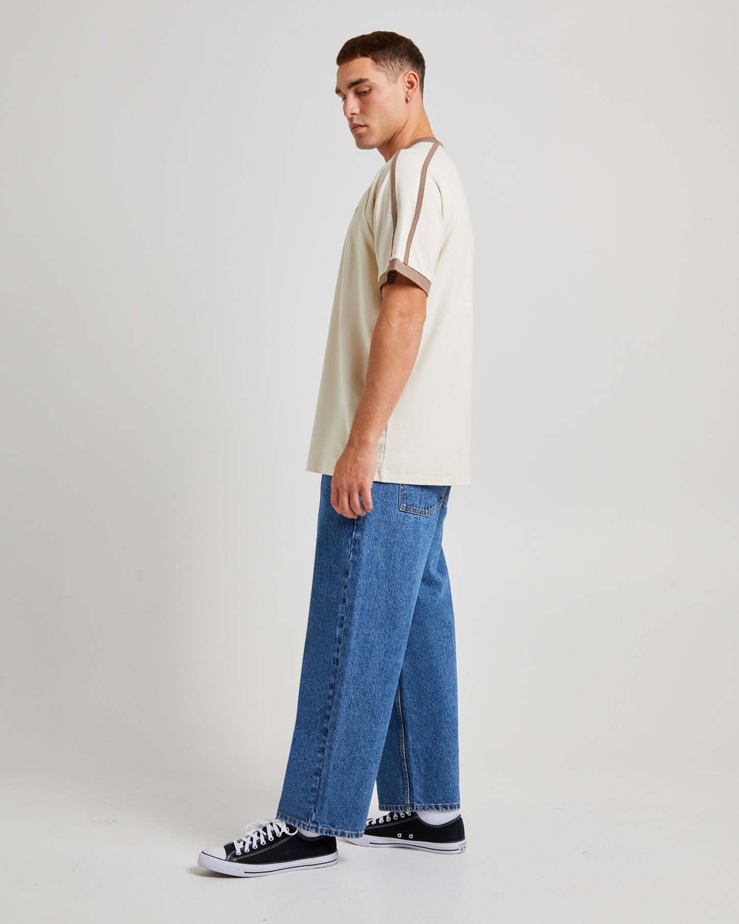 Ringer Short Sleeve T-Shirt Ecru