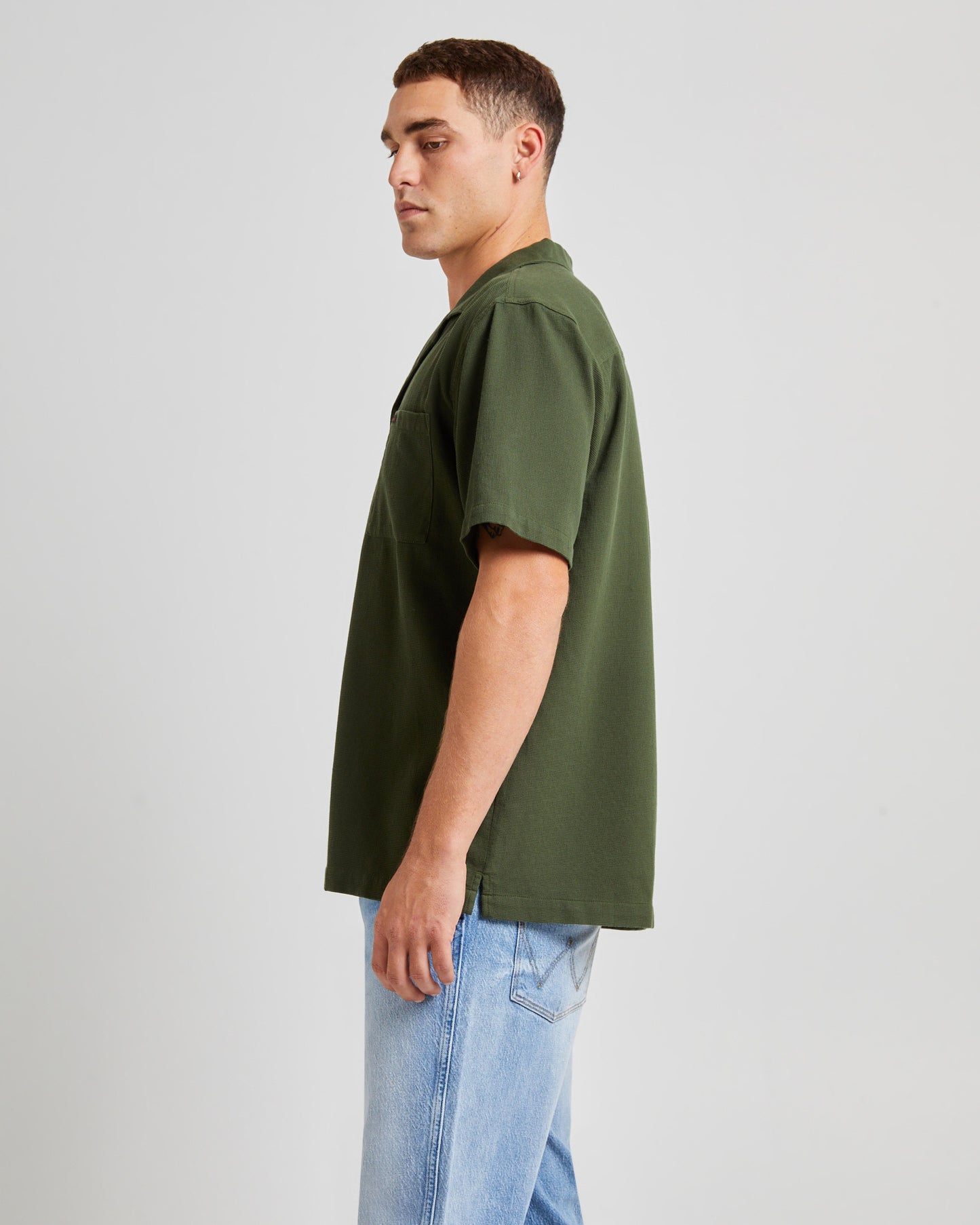 Resort Waffle Shirt Forest Green