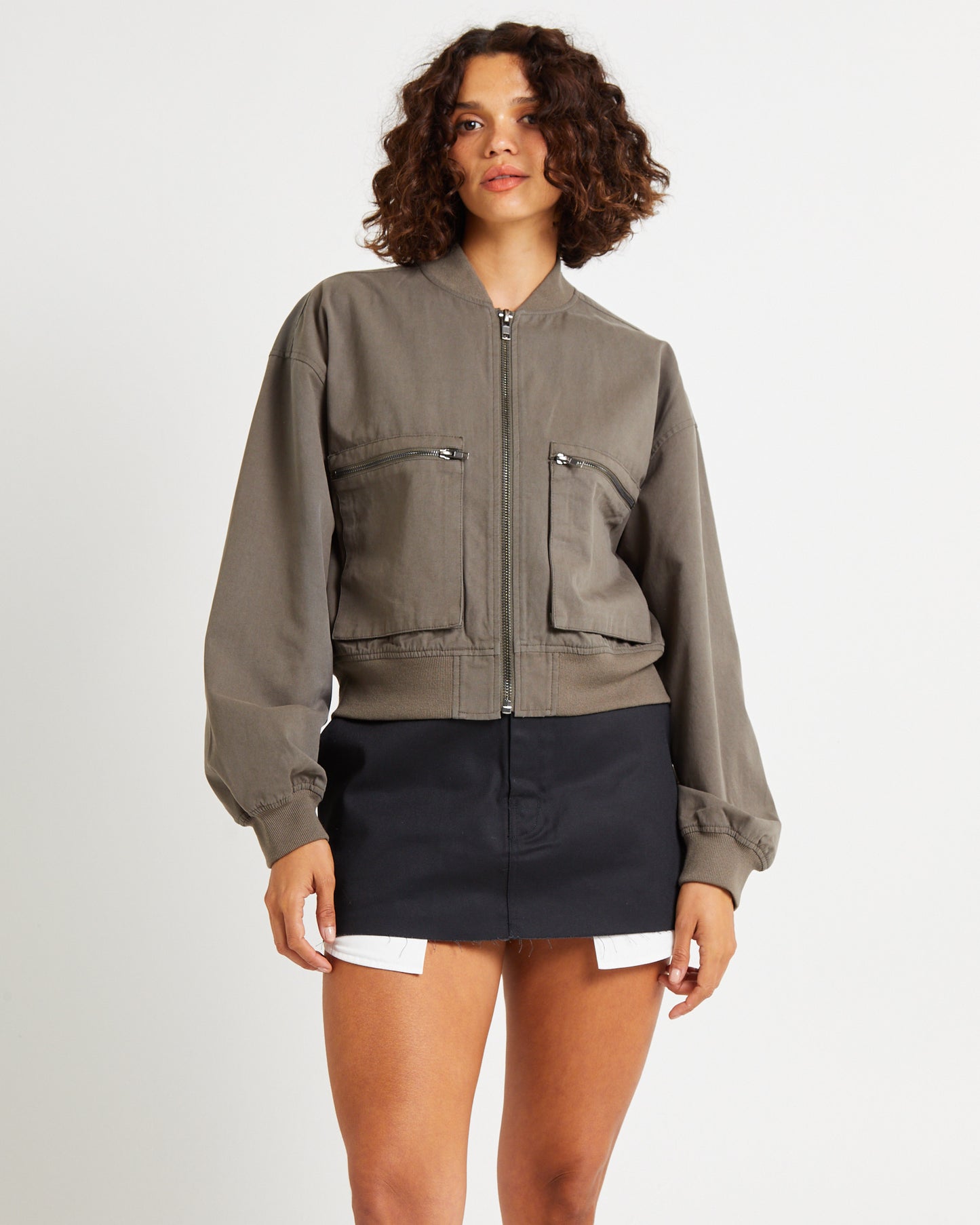 Crop Utility Bomber Jacket