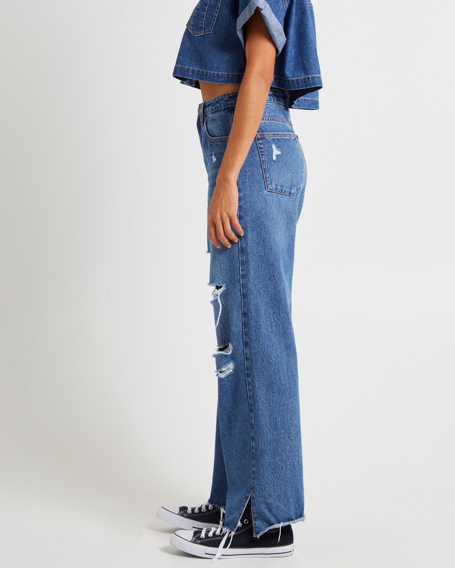 True Straight Leg Mid Waist Denim Billie Jeans