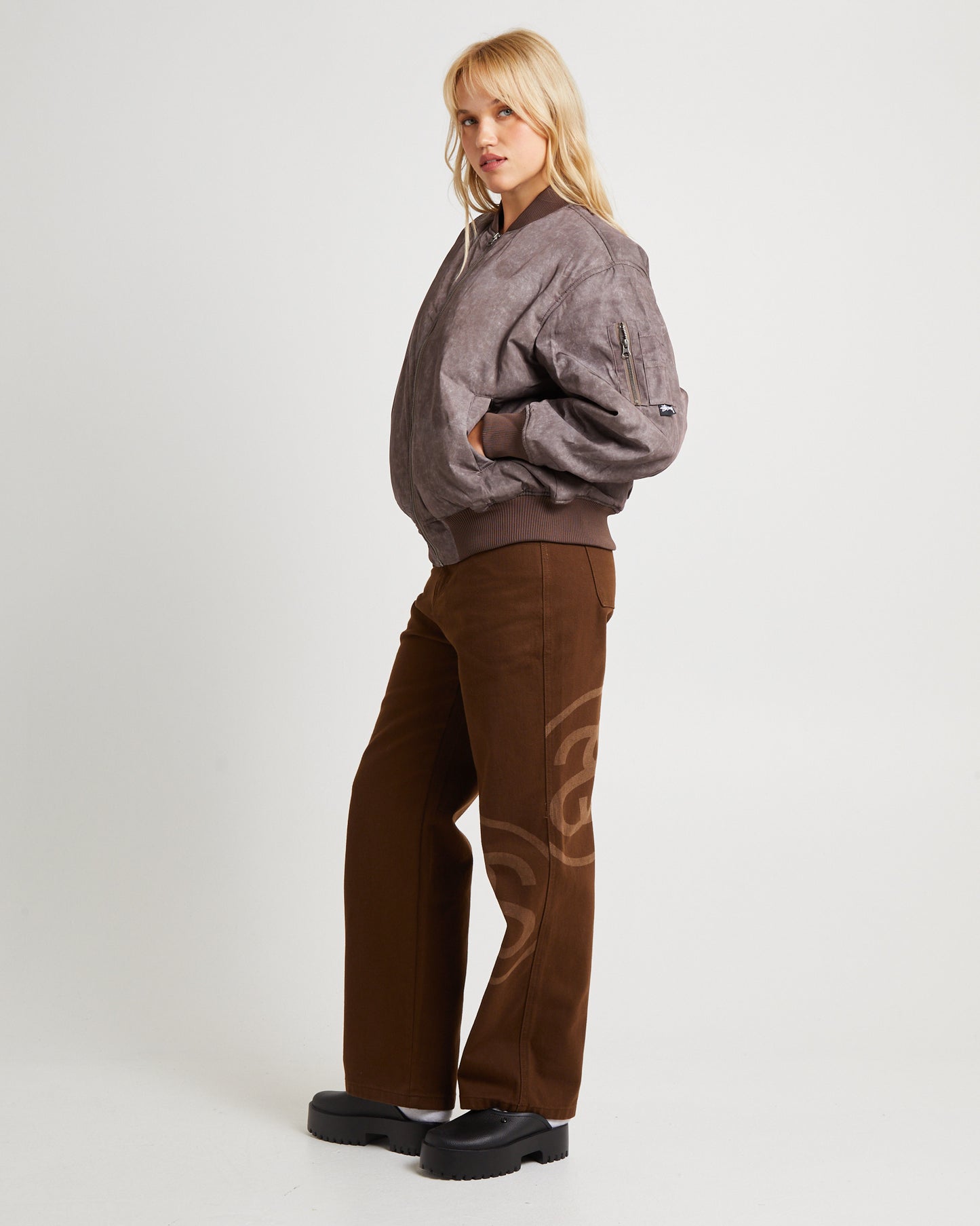 Nylon Bomber Jacket Chocolate