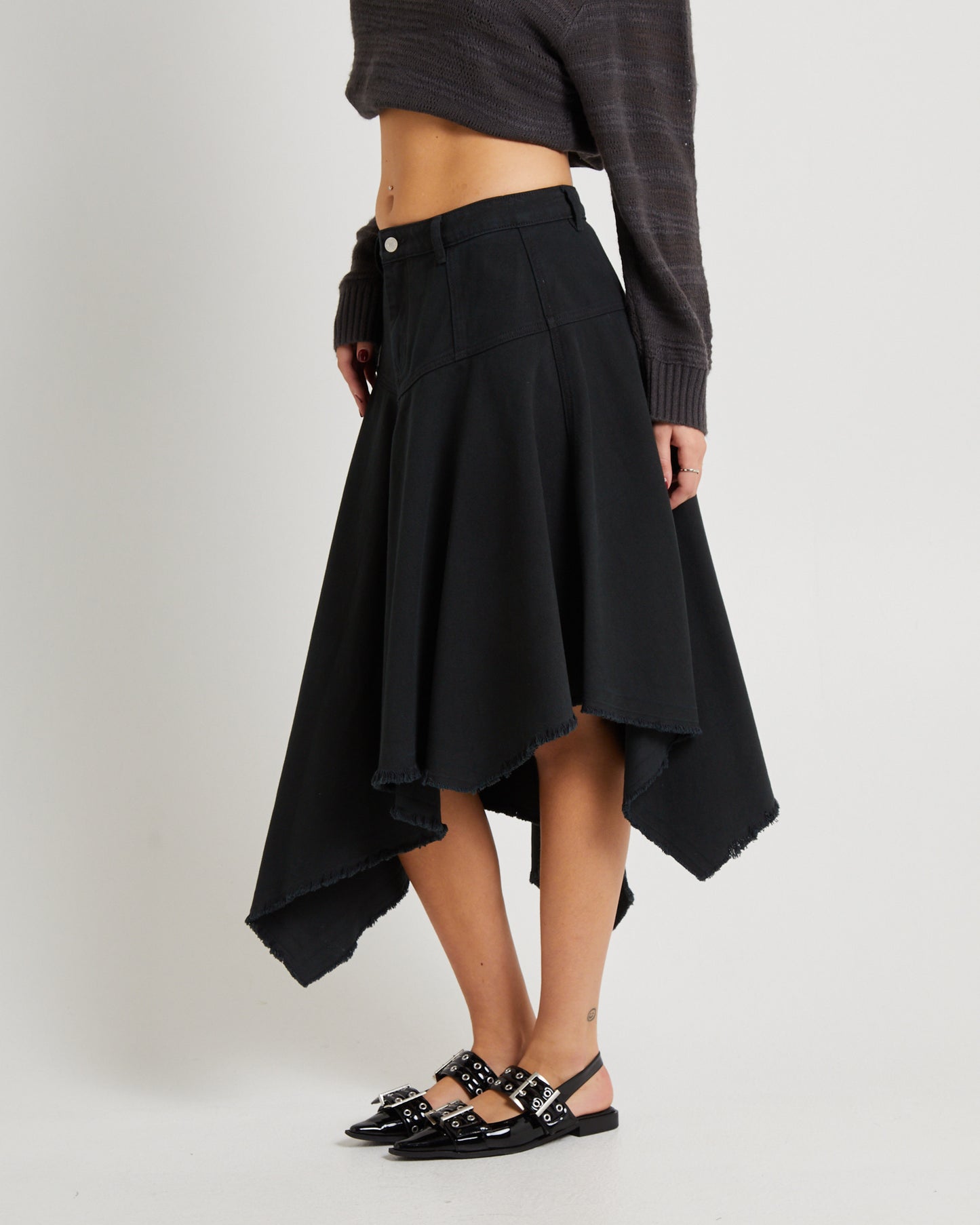Lopez Handkerchief Hem Denim Skirt
