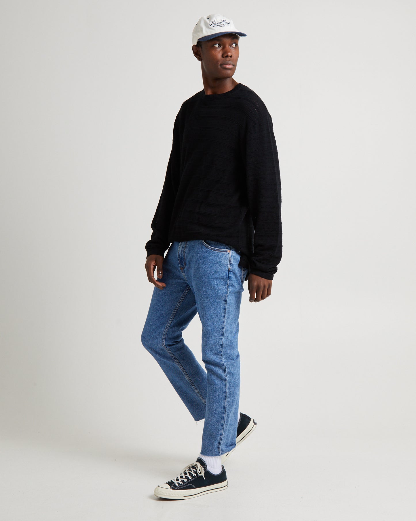 Geo Knit Long Sleeve T-Shirt Black