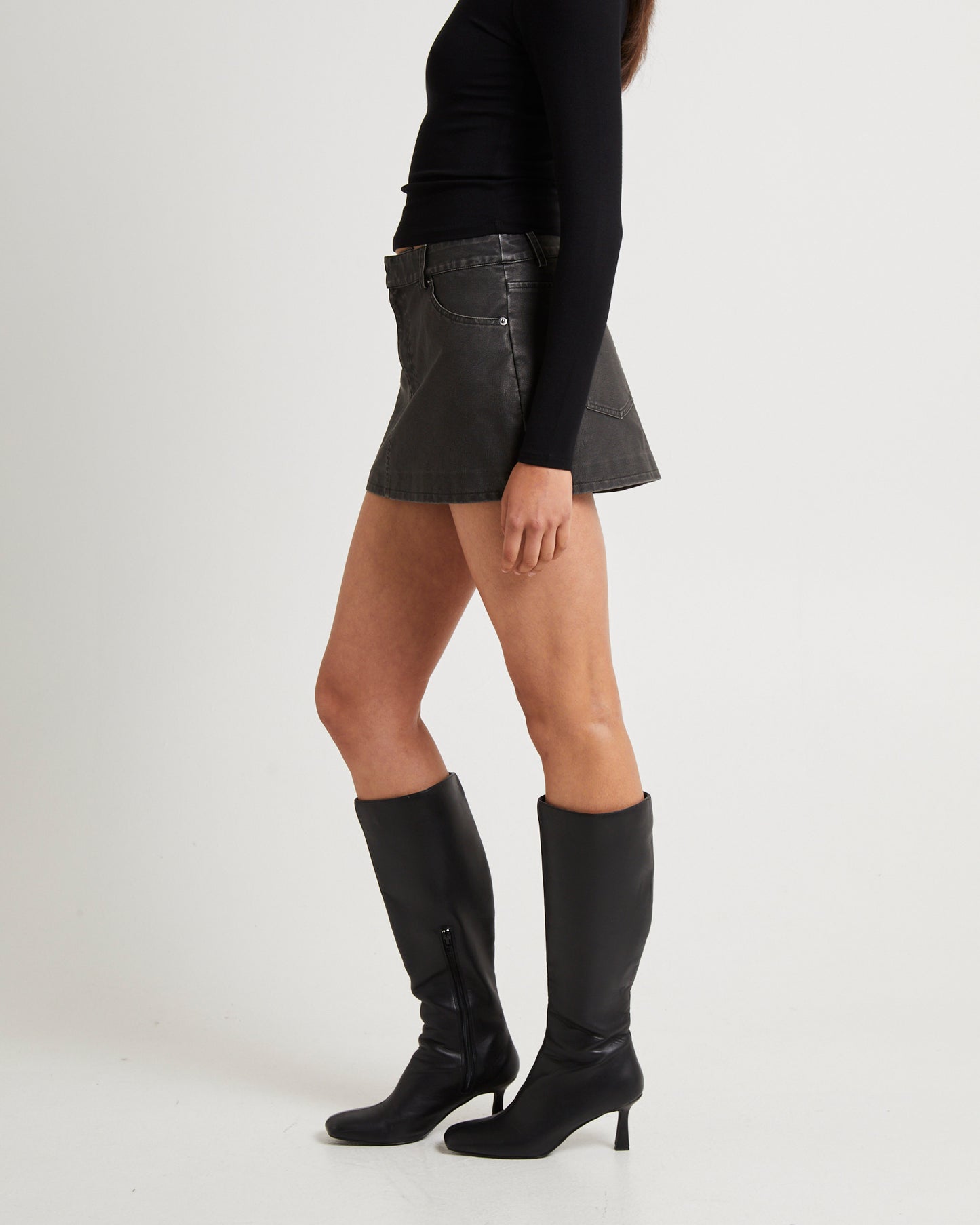 Esme Leather Look Mini Skirt