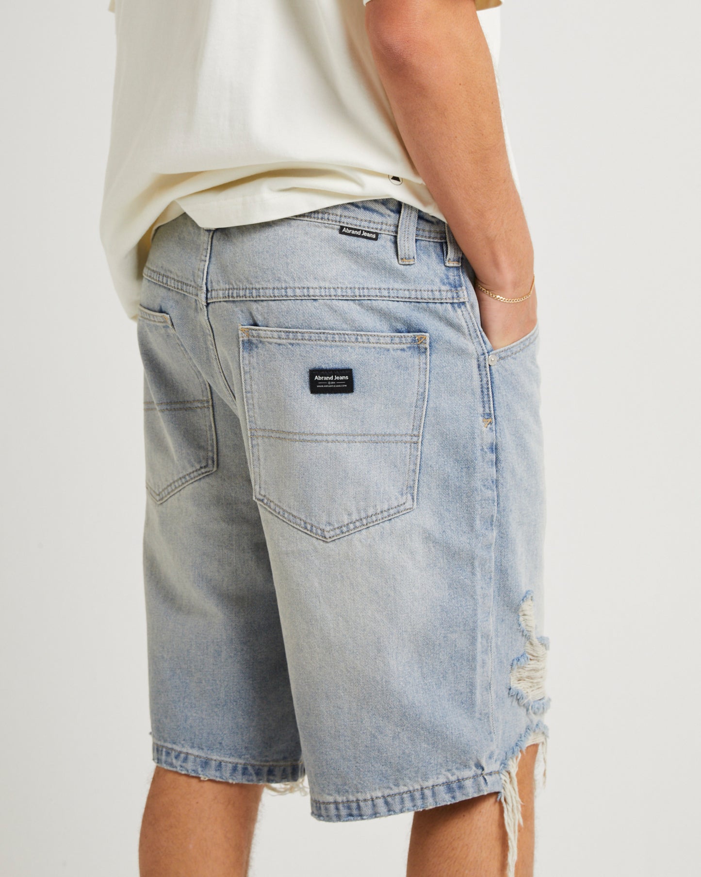 A5 Baggy Sean Rip Denim Shorts