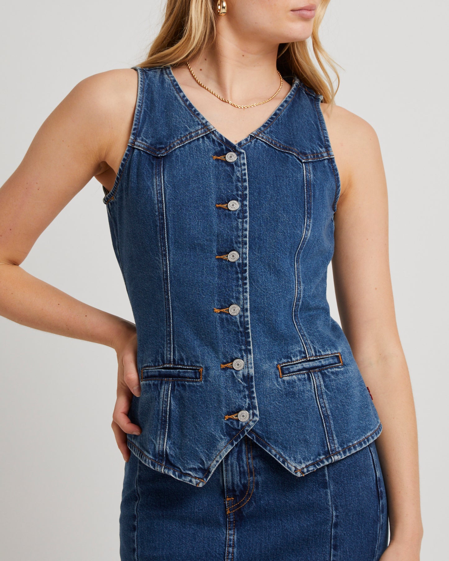 Longline Denim Vest