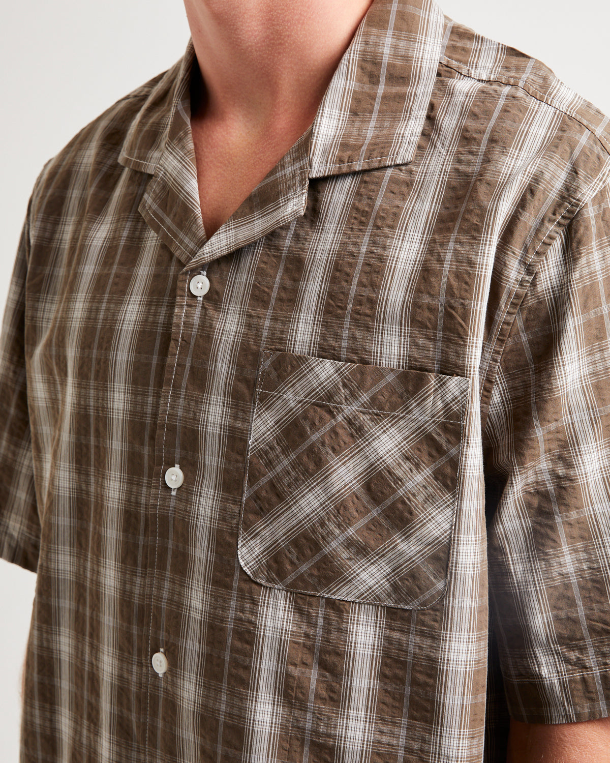 Homage Cropped Resort Shirt UMBER CHECK