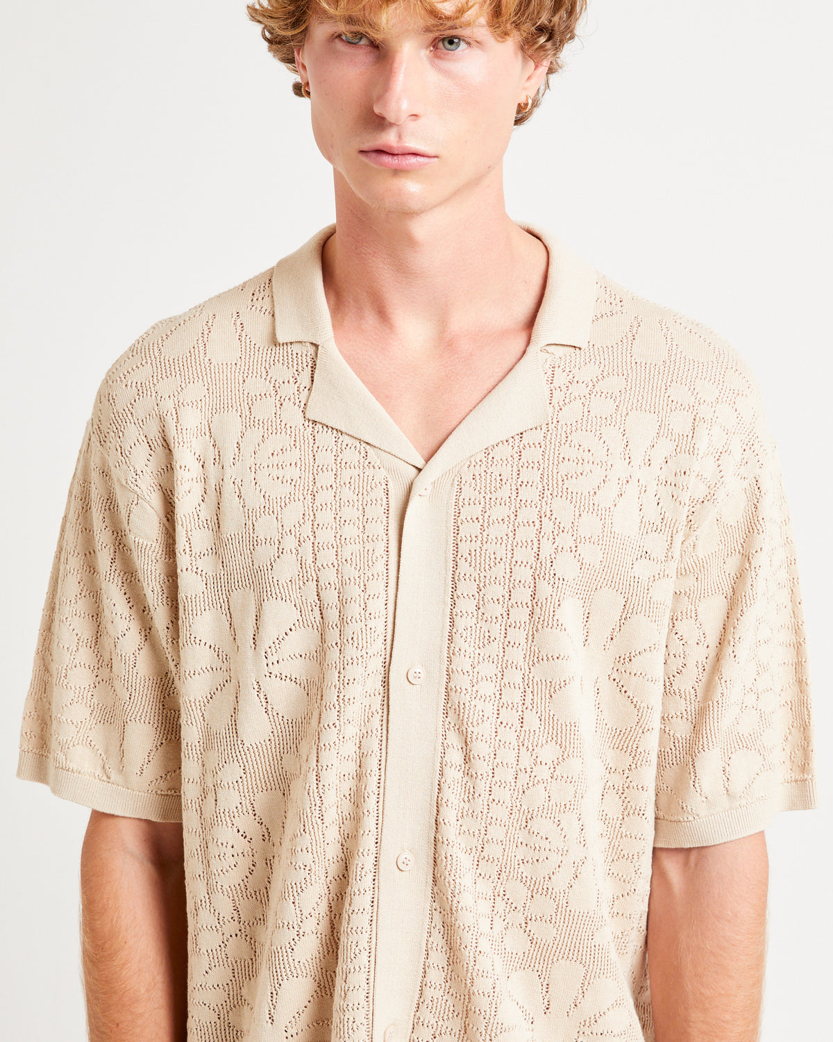 Bronson Knitted Short Sleeve Resort Shirt OAT