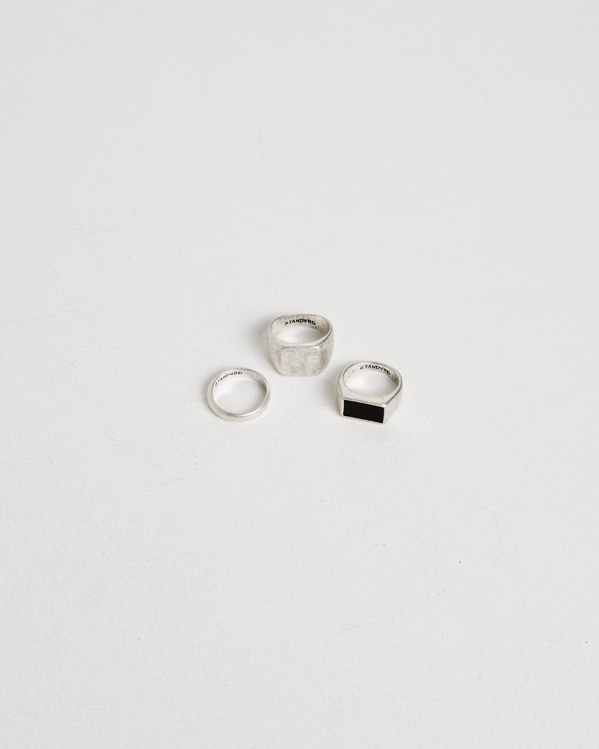 Square Inlay Signet Ring Set SILVER