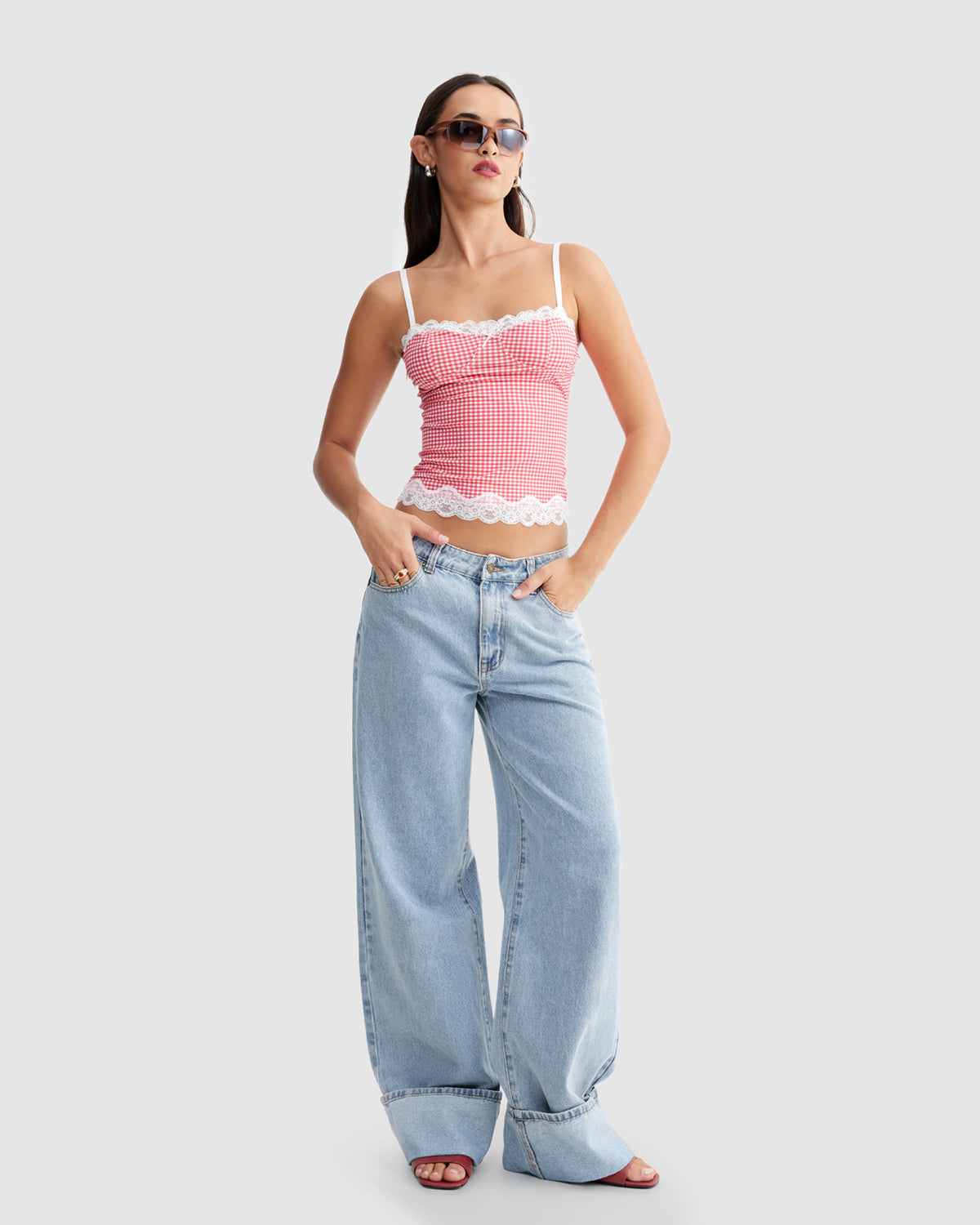 Top Model Cami Top RED GINGHAM
