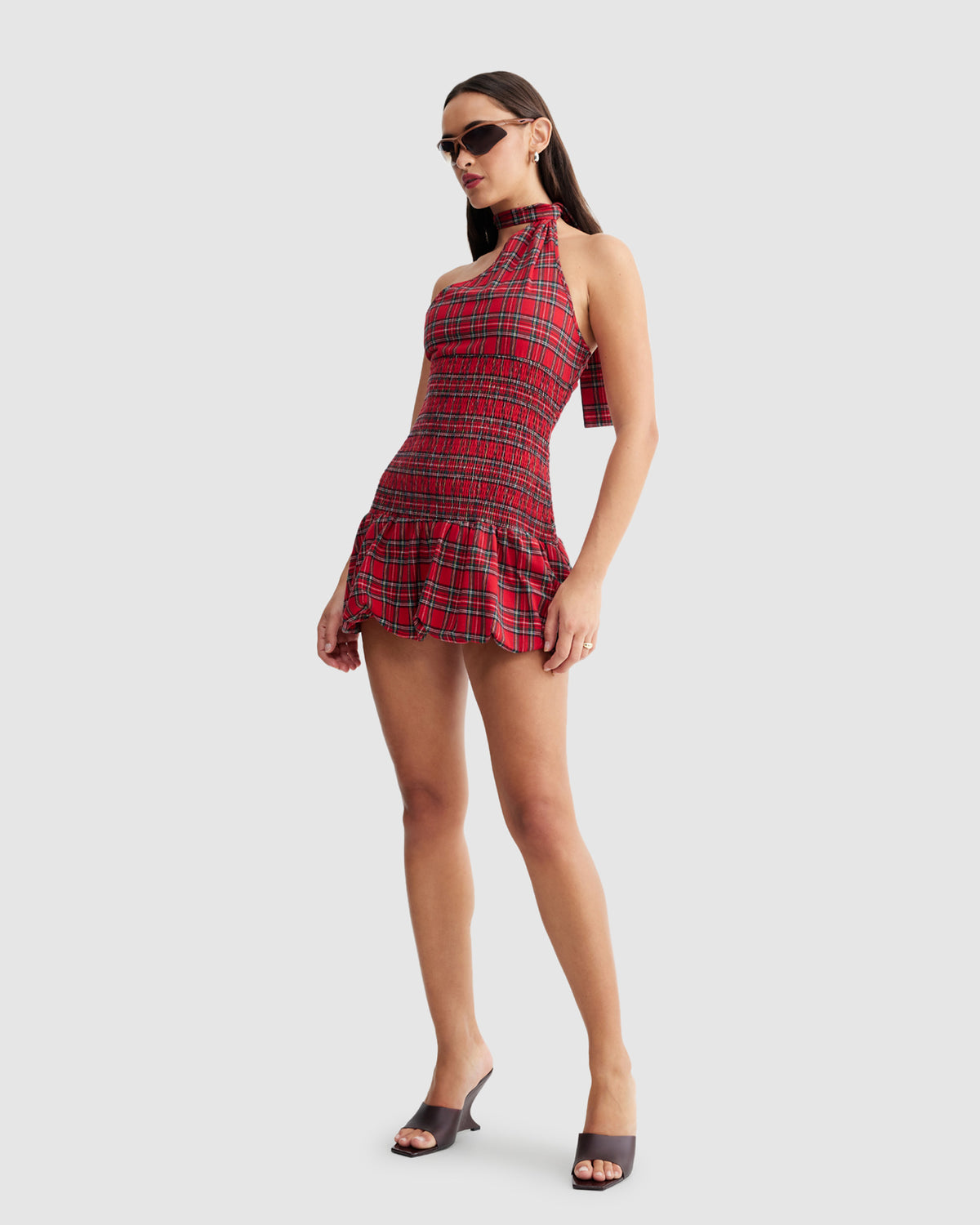 Un Tutu Mini Dress RED PLAID