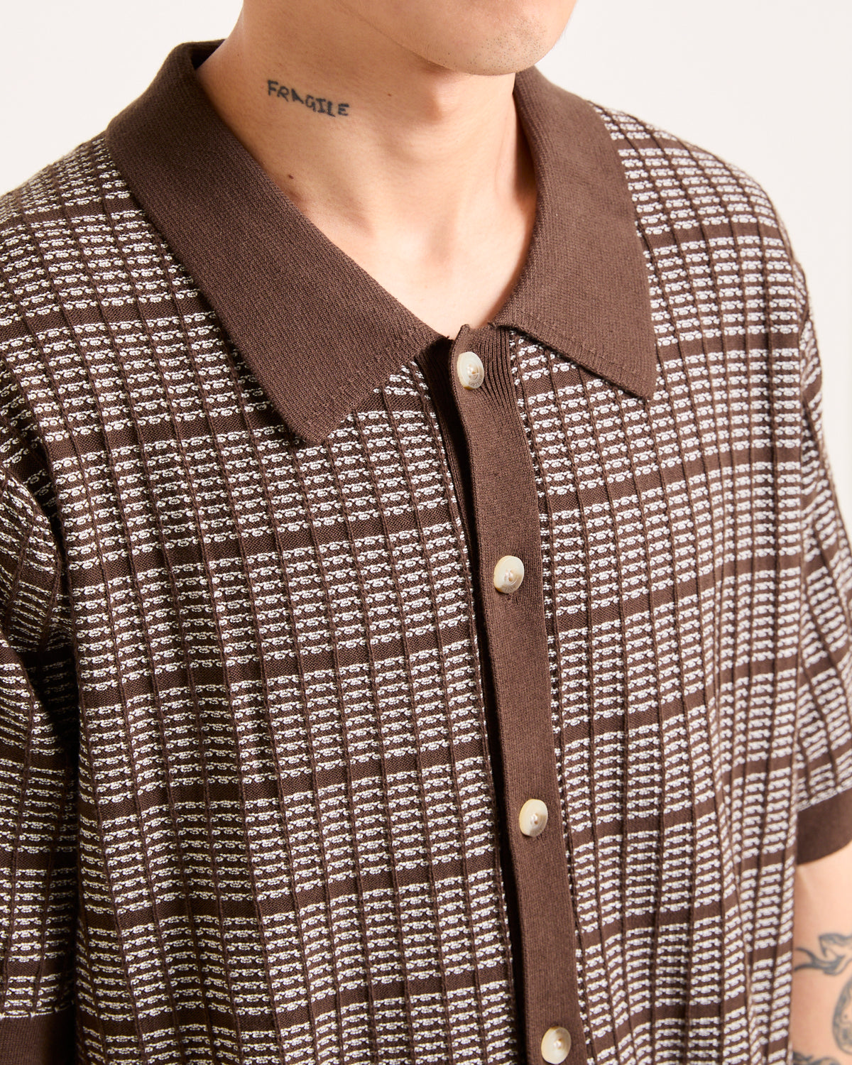 Textured Knit Shirt BROWN