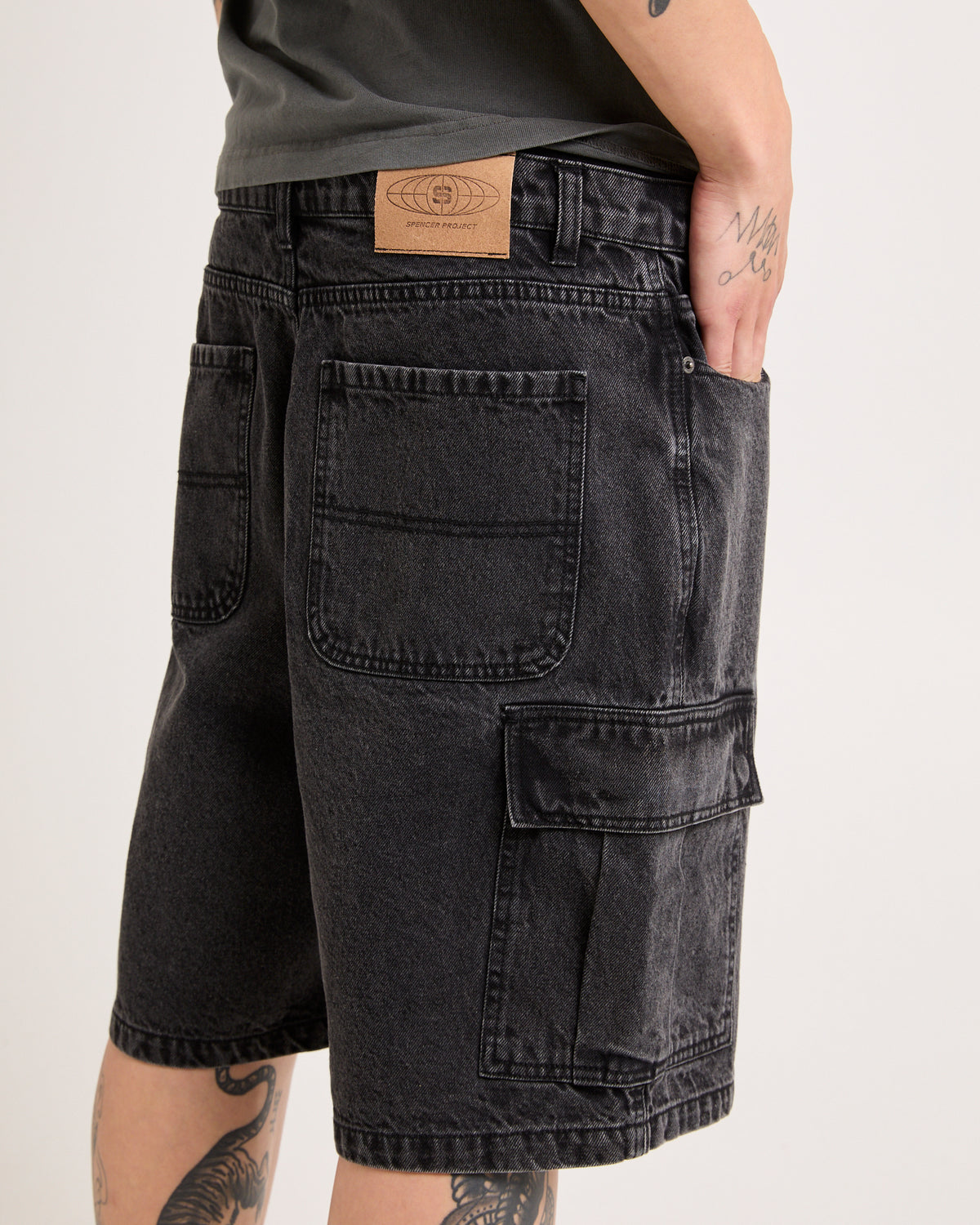 Auckland Cargo Denim Jorts BLACK