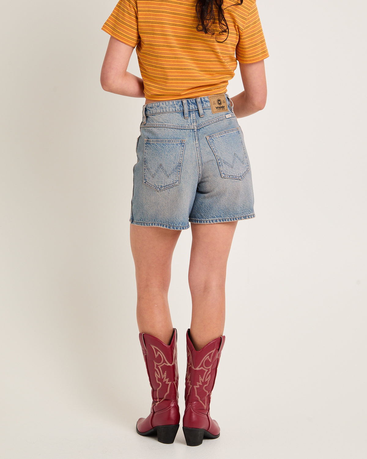 High A-Line Slim Denim Shorts PINK SALT