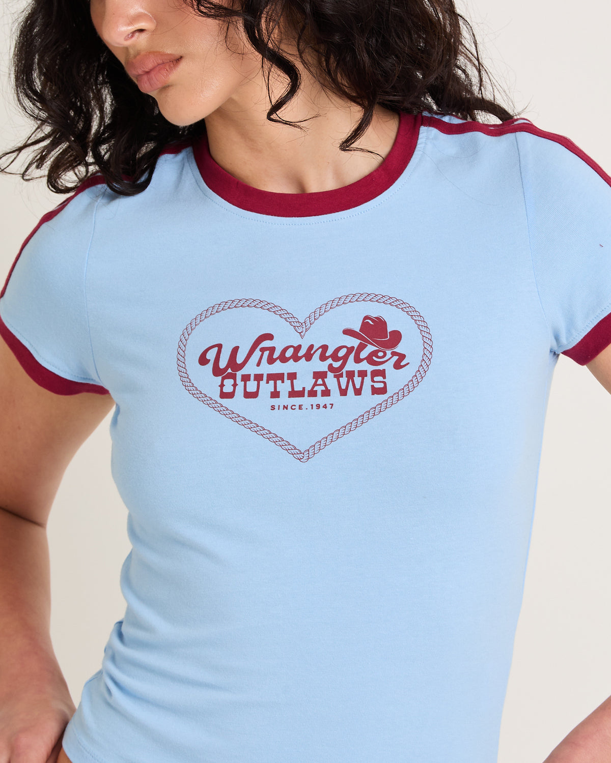 Outlaws Ringer Tee LIGHT BLUE