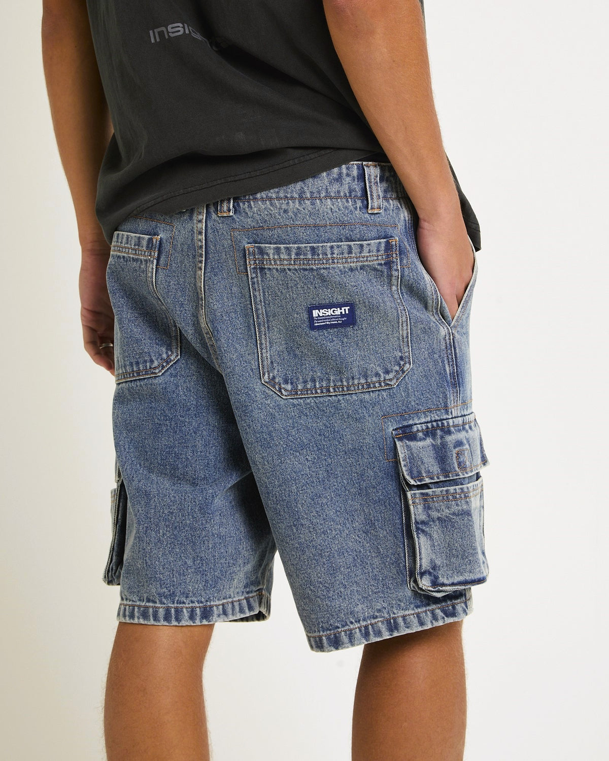 Baggy Denim Cargo Shorts WORN BLUE