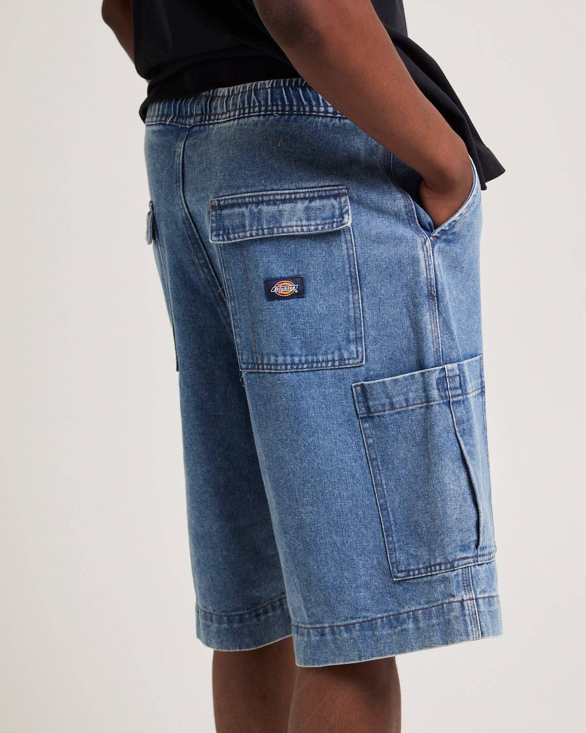Dickies Cargo Chute Denim Shorts STONE WASHED INDIGO