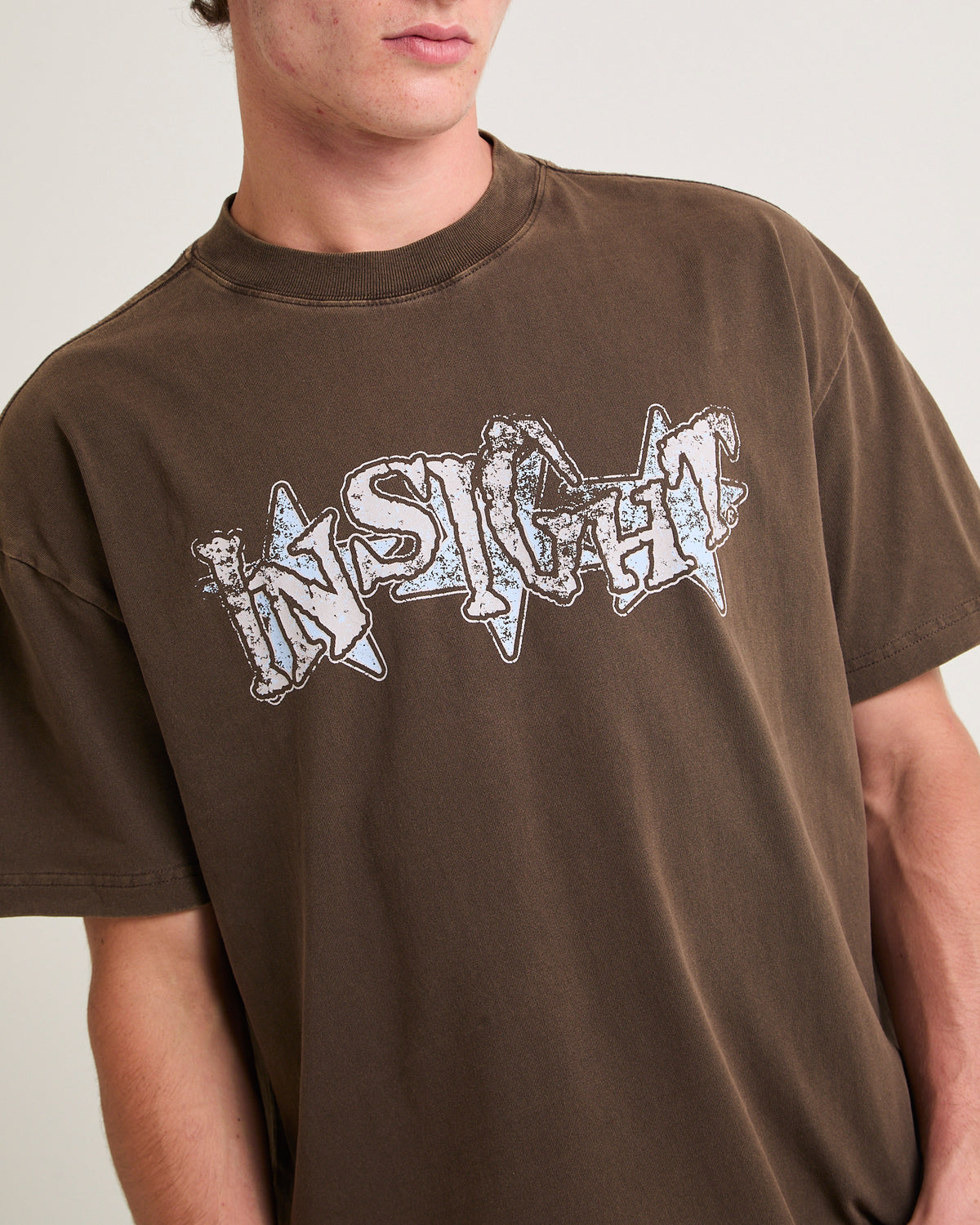Seeing Cropped T-Shirt BROWN