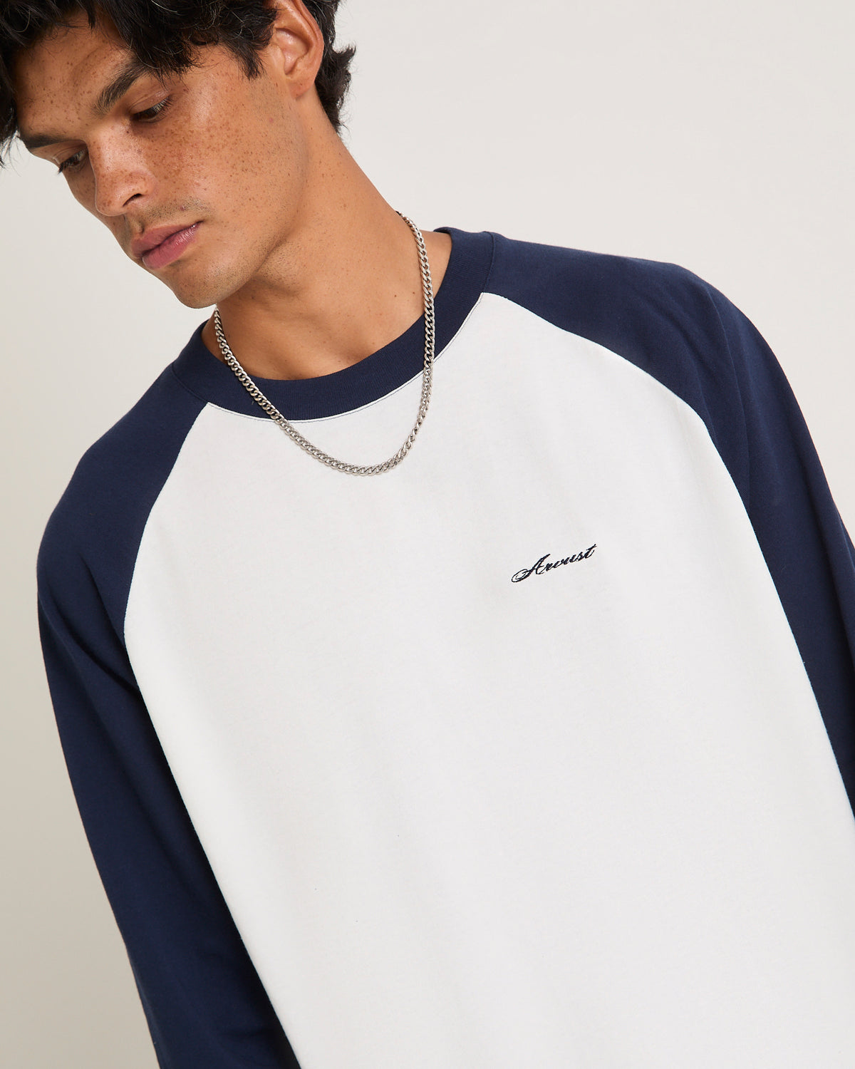 Script Long Sleeve Raglan T-Shirt NAVY