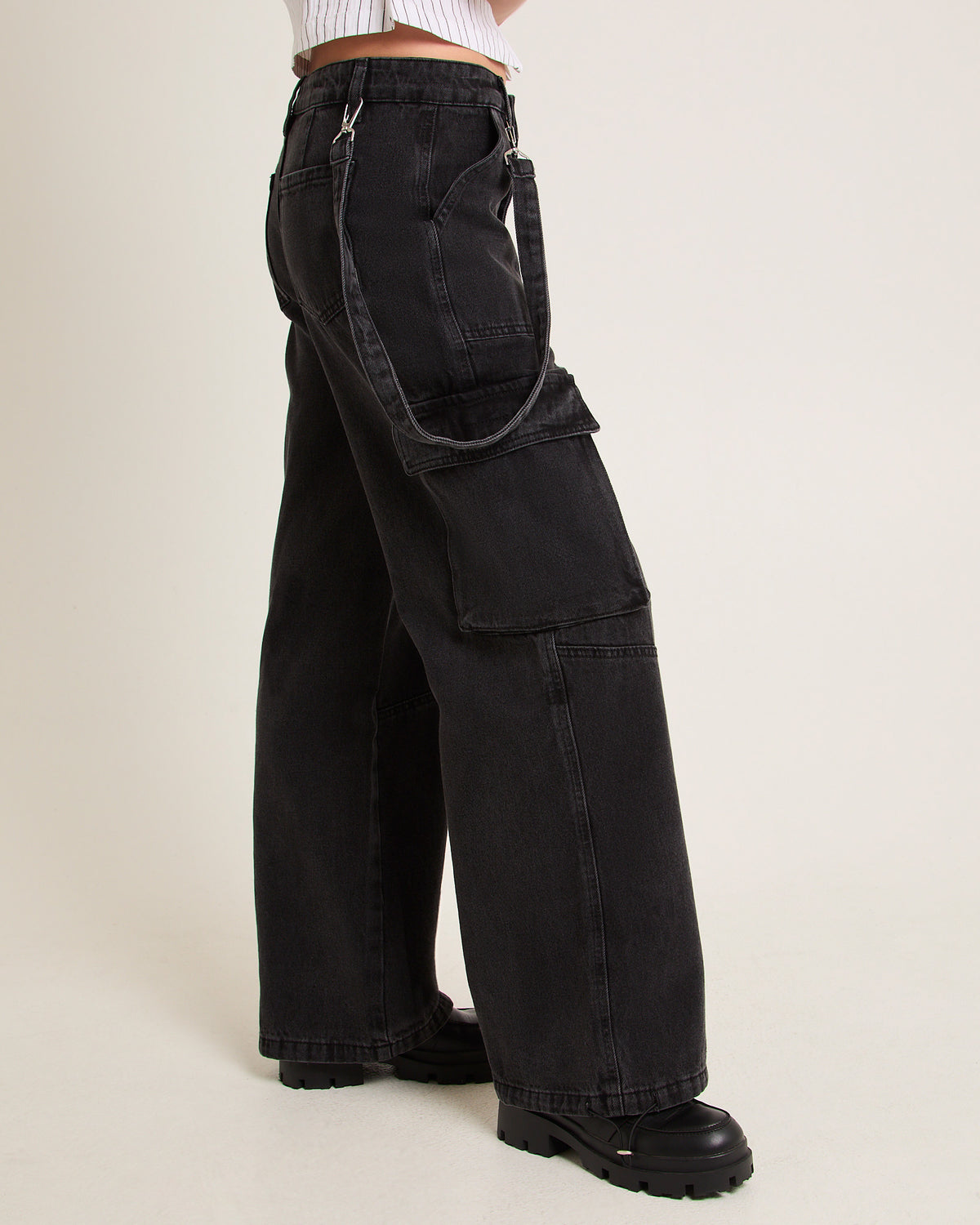 Remedy Denim Cargo Pants FLAT OUT BLACK