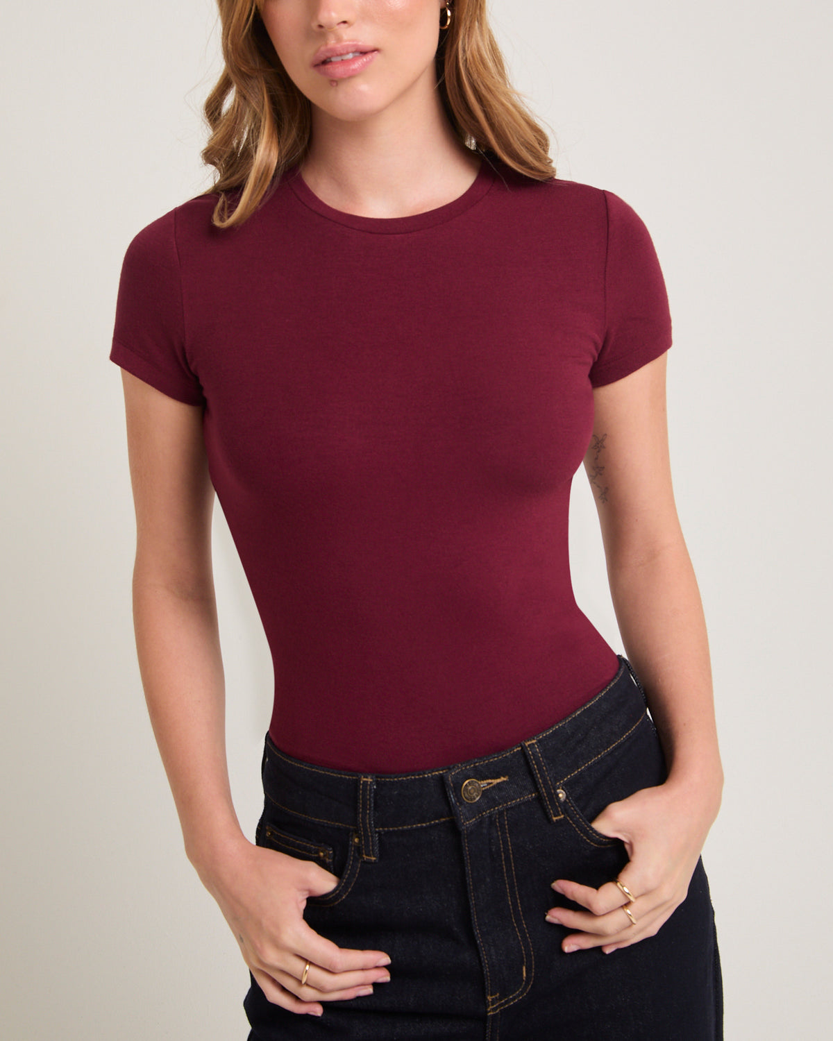 Slinky Fitted T-Shirt BURGUNDY