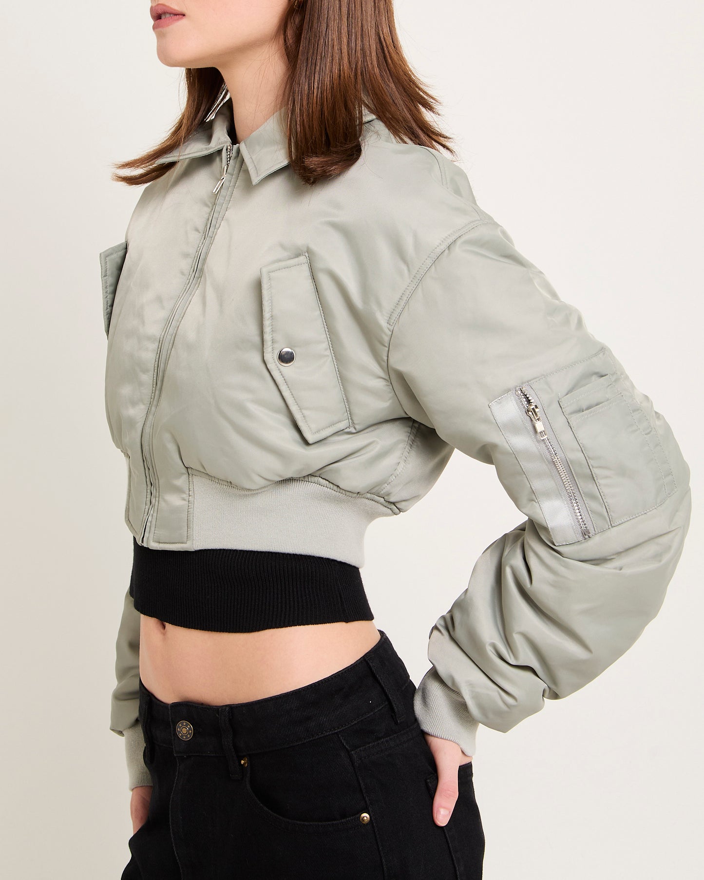 Essential Cropped Bomber Jacket
