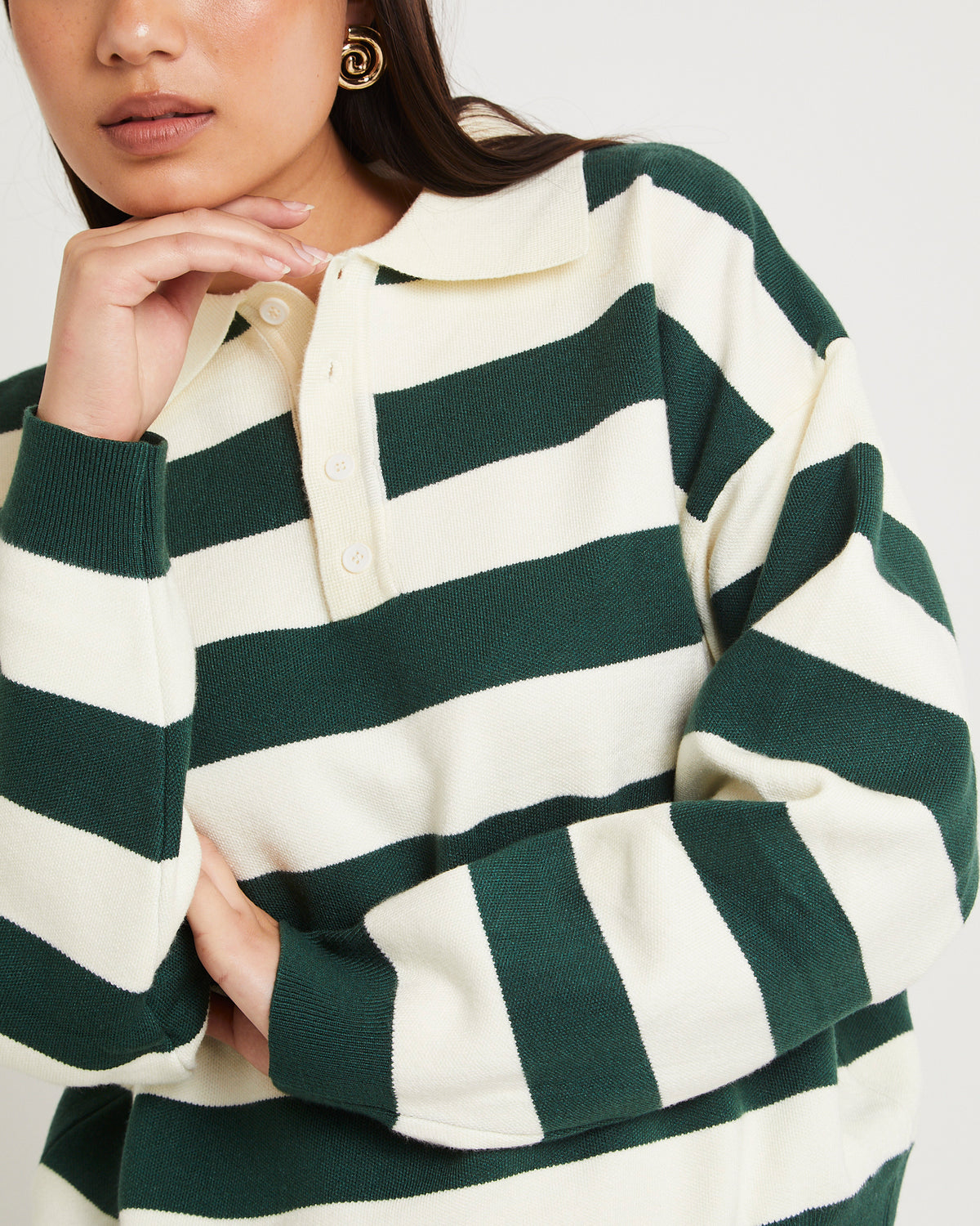 Footy Stripe Fleece EMERALD / CREAM