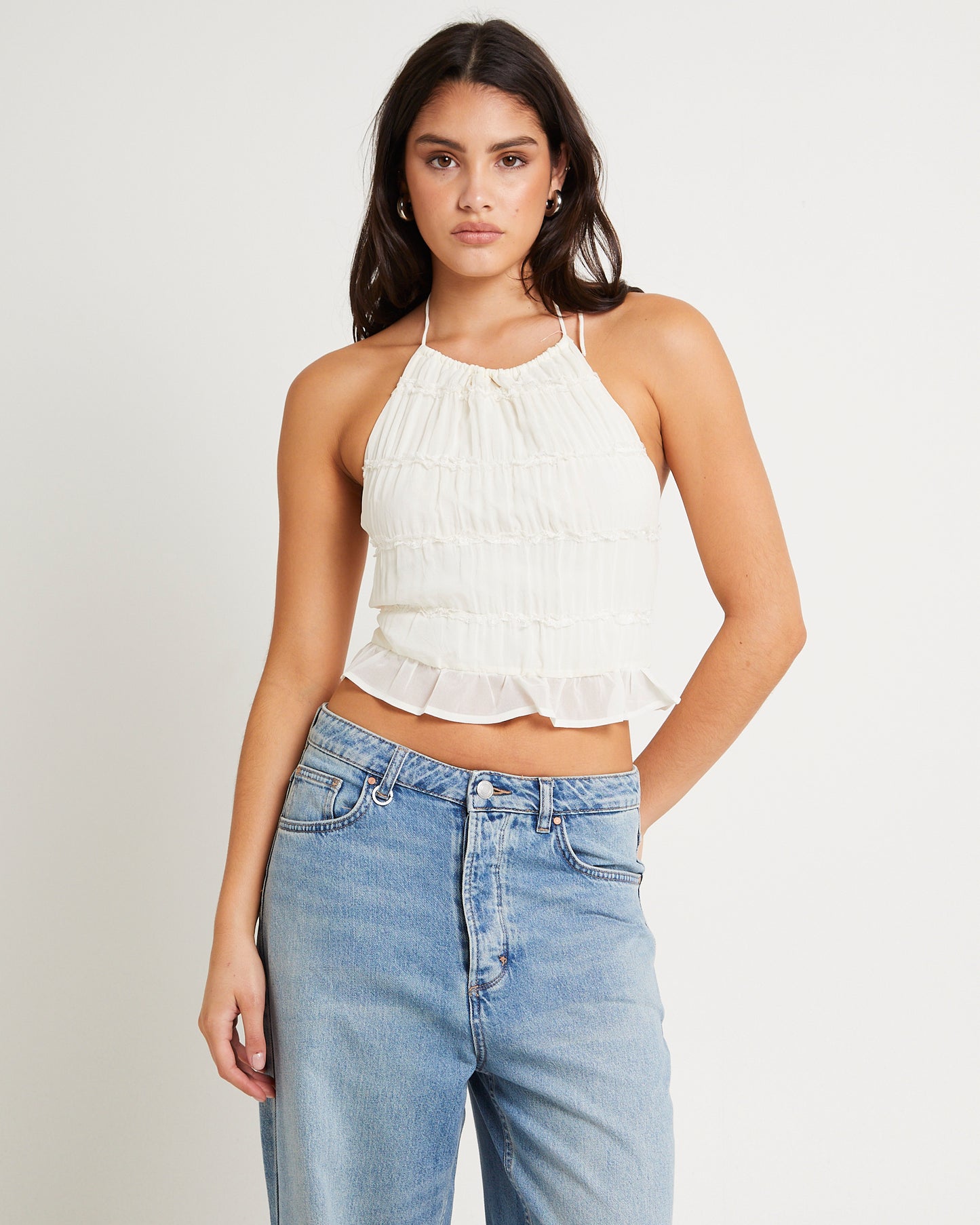 Alda Shirred Backless Top