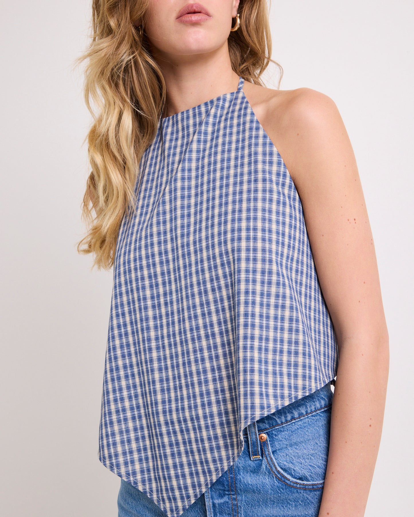 Iluka Check High Neck Top