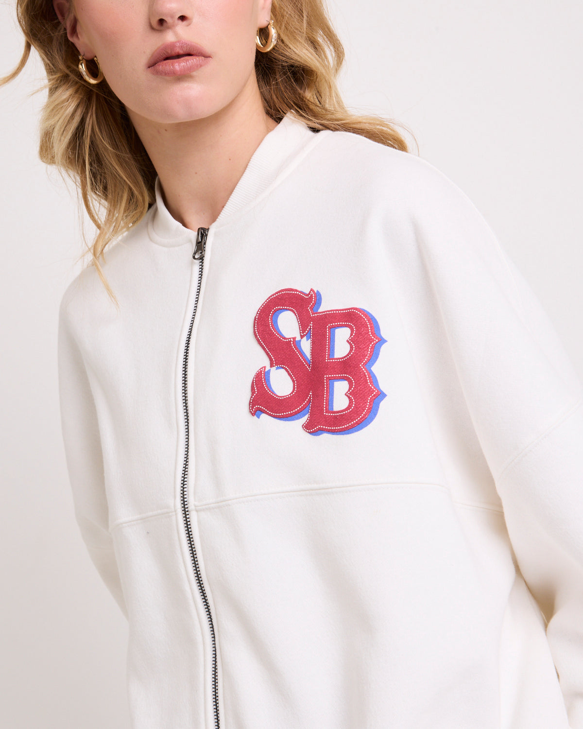 Subtitled Emblem Bomber Jacket WHITE
