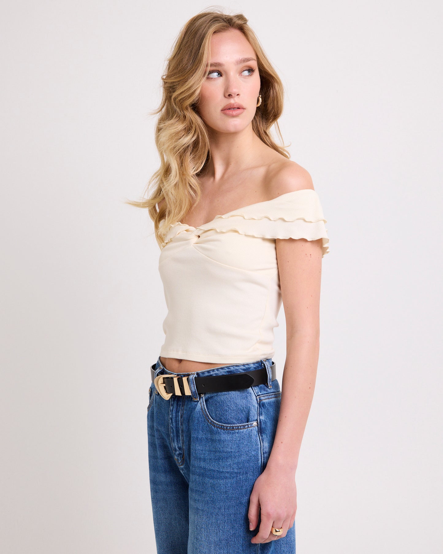 Mily Rib Ruffle Top