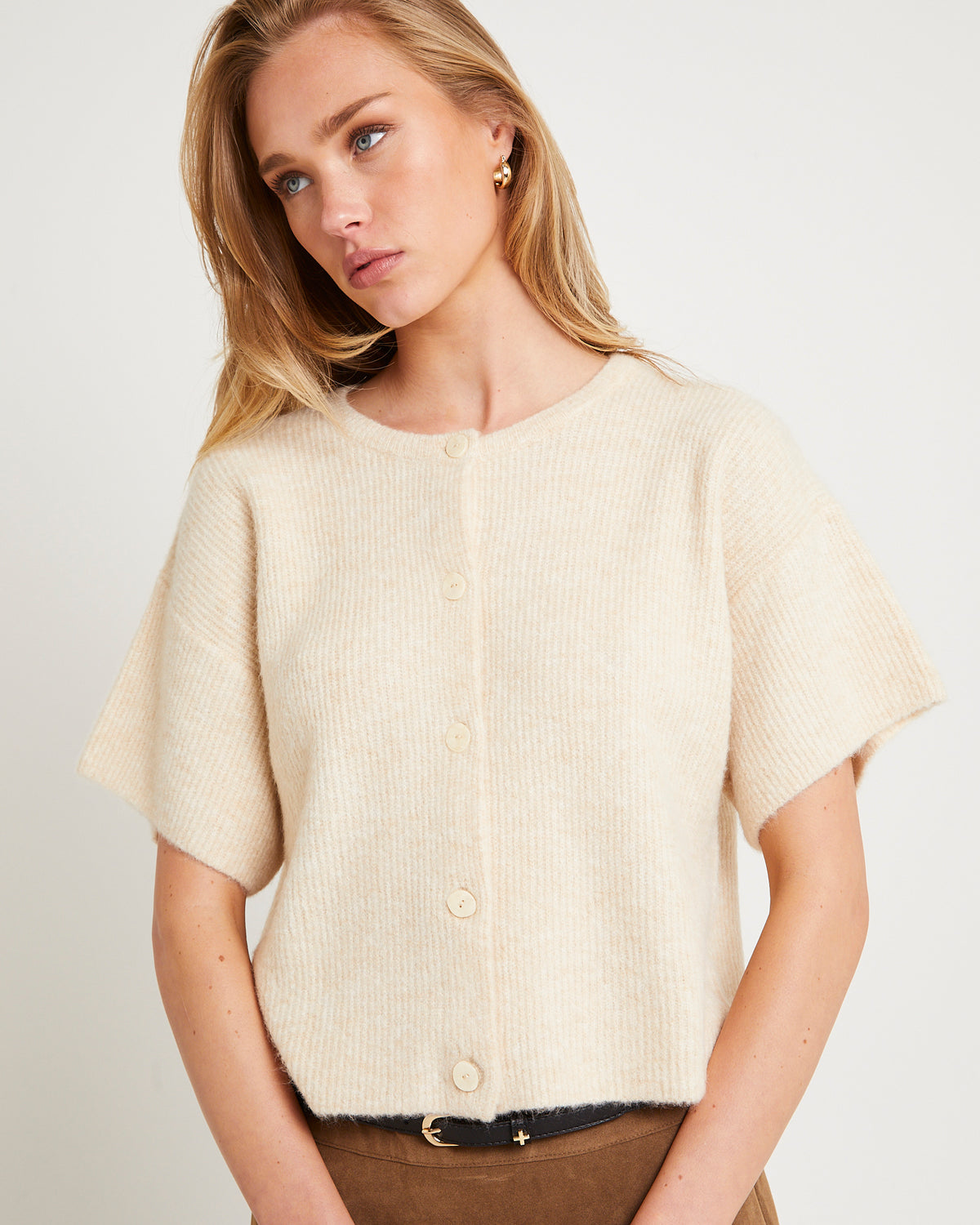 Adira Short Sleeve Cardigan OAT