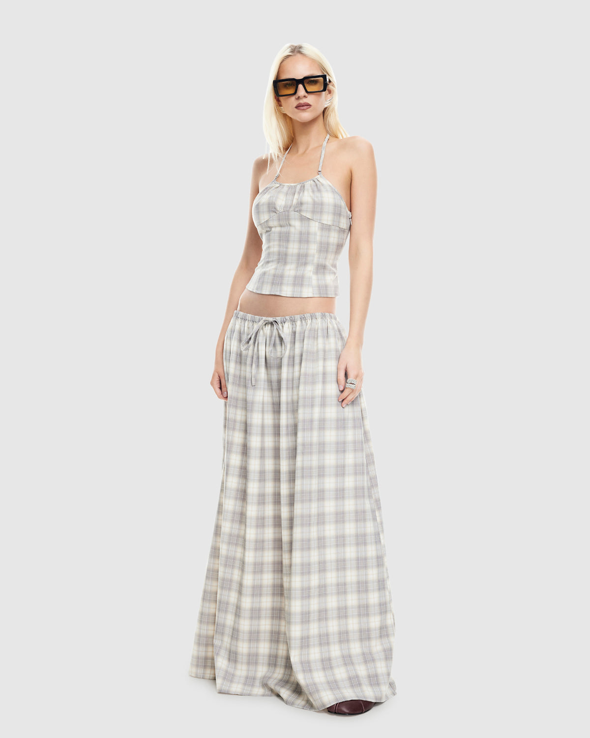 Sweet Escape Maxi Skirt SMOKE PLAID
