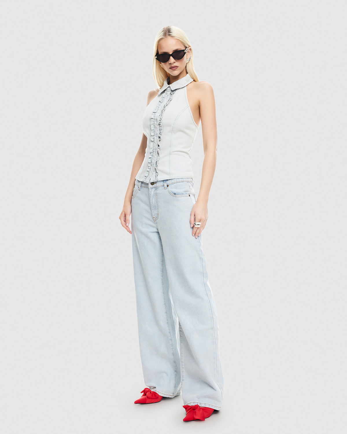 Afterglow Halter Top LIGHT DENIM